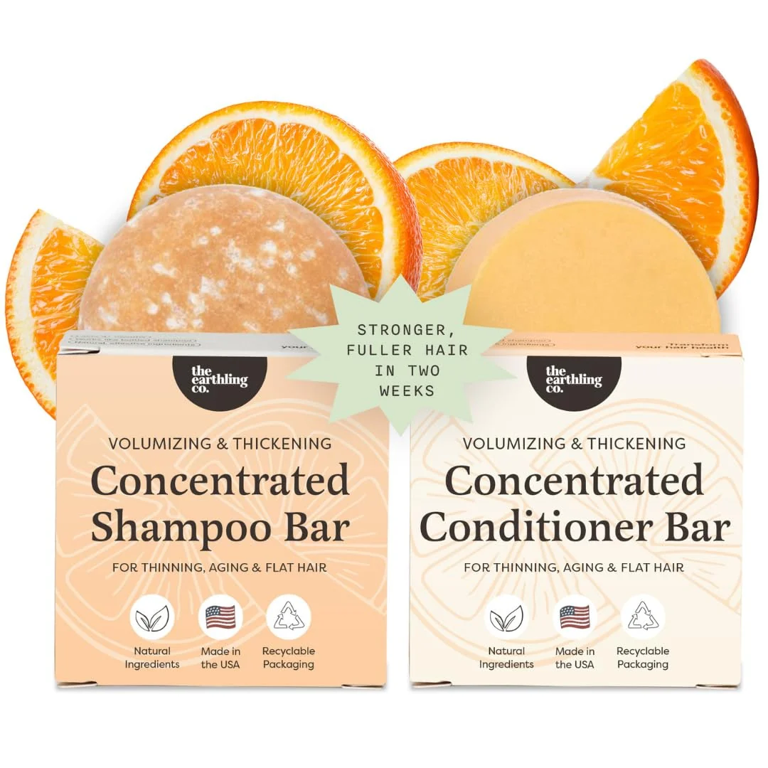 Verified The Earthling Co. Shampoo Conditioner Bar Set - Promote Hair Growth Strengthen Volumize All Types - Paraben Sulfate Formula With Natural Powerful