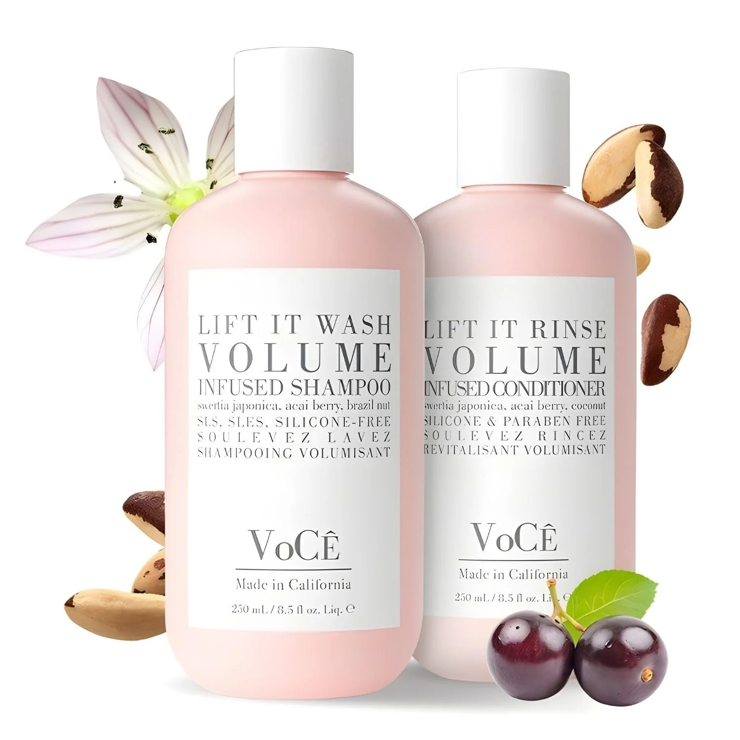 Excellent VoCÊ Haircare Volume Shampoo Conditioner Bundle Lift it Wash Rinse Duo for Fine to Medium Hair Volumizing with Swertia Japonica Brazil Nut Oil Fine Crafted
