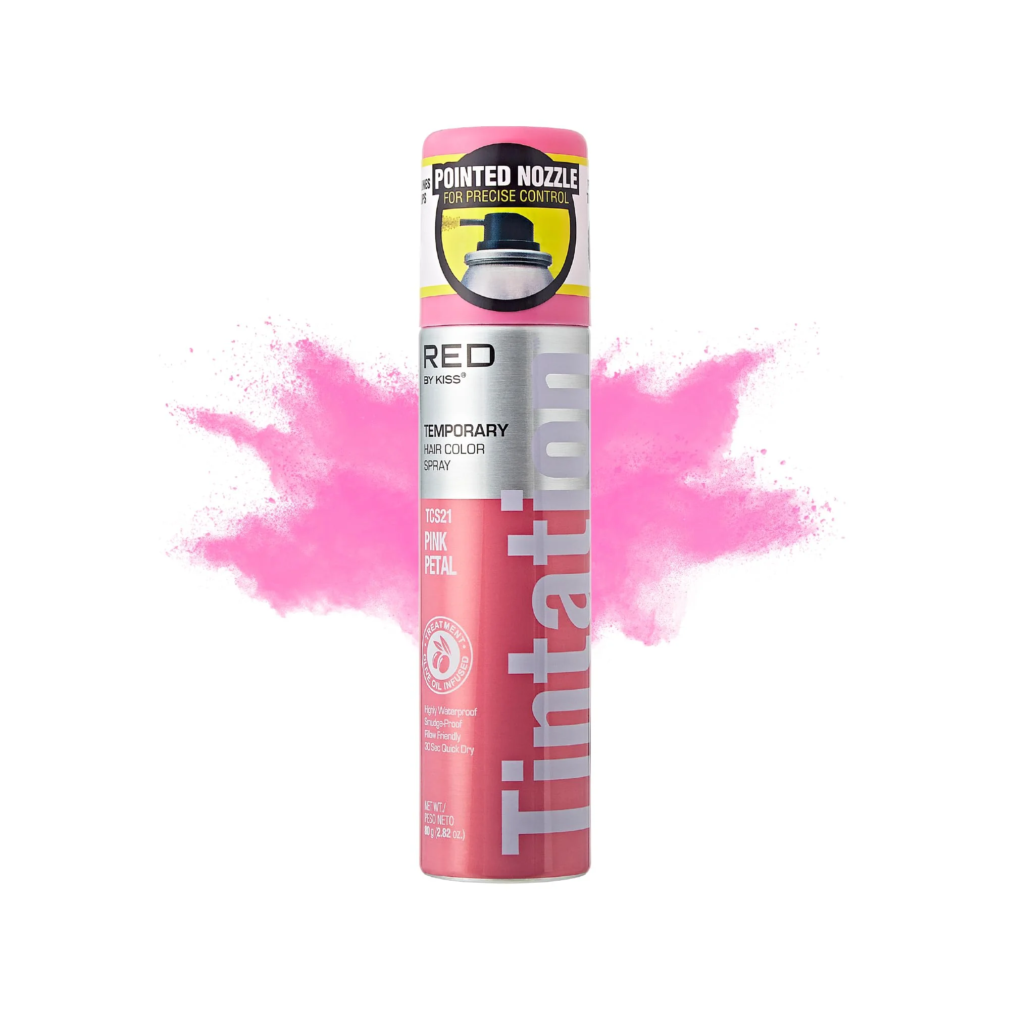 Secure Red by Kiss Tintation Temporary Hair Color Spray 2.82oz Quick-Dry Smudge-Proof Vivid Color Washable Hair Dye Styling Spray Cosplay Halloween Detailed