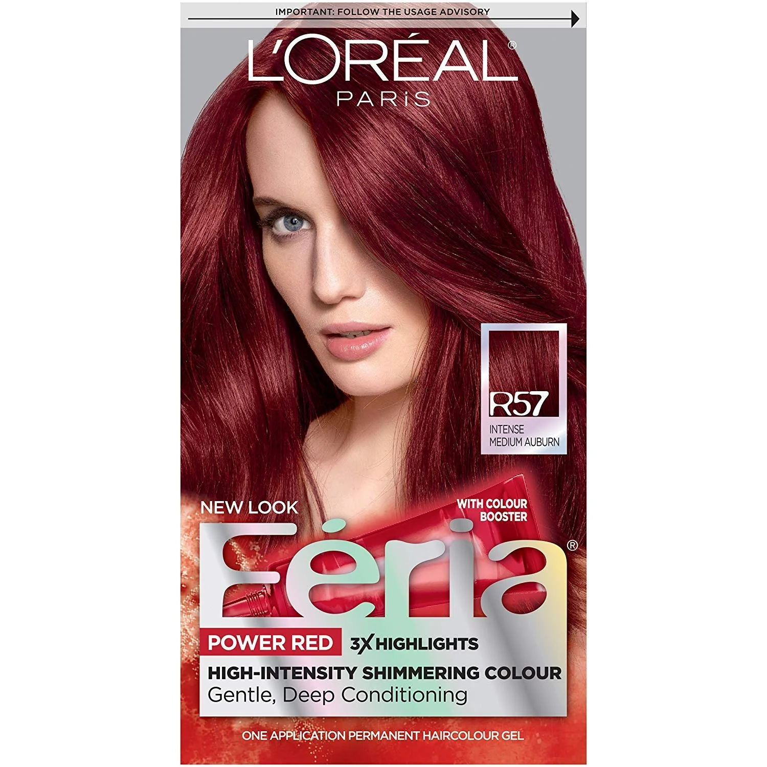 Prestigious L'O Paris Feria Permanent Haircolor R57 Intense Medium Auburn 1 ea Pack of 9 Easy-to-Use