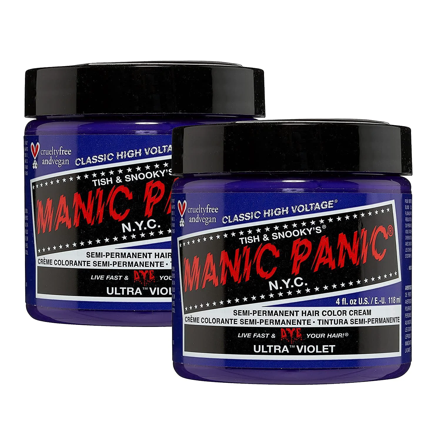Easy-to-Use MANIC PANIC Classic Ultra Violet Semi Permanent Hair Color - Blue-Toned Purple Hair Dye for Women Men That Lasts 4-6 Weeks - Vegan Ammonia Authentic