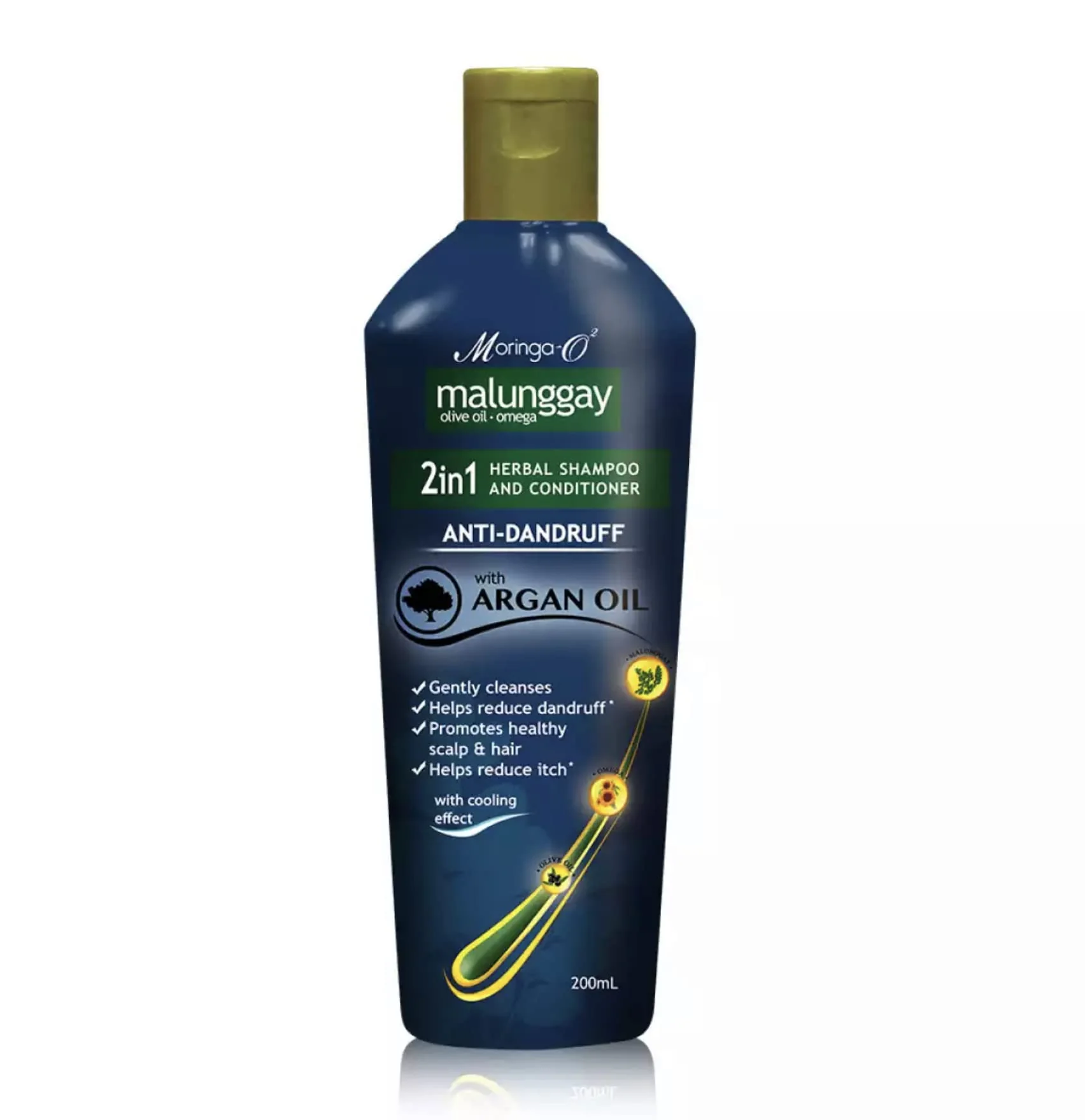 Crafted Moringa-O2 Herbal Anti-Dandruff Shampoo Conditioner with Argan Oil 2-in-1 200mL Environmentally Friendly
