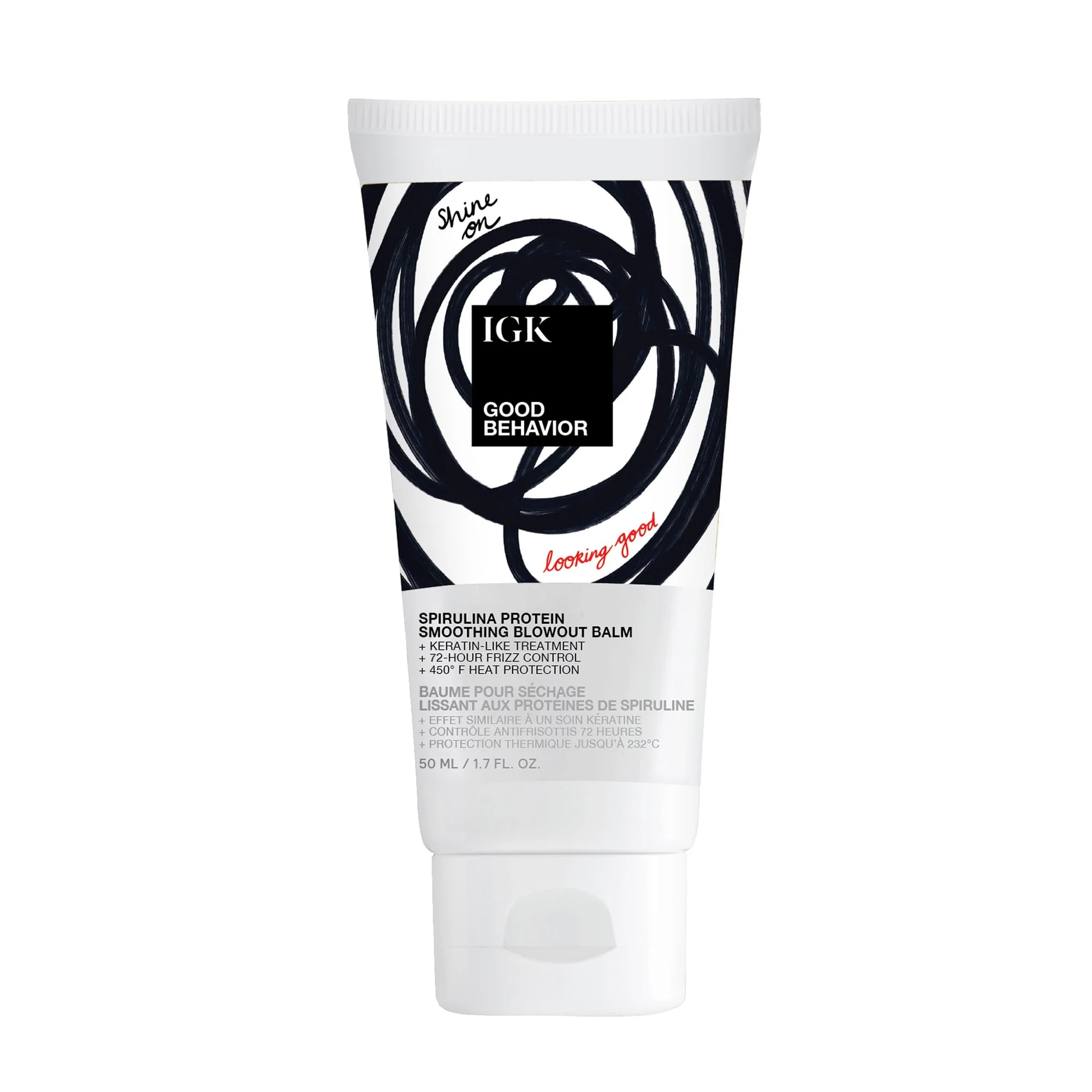 Advanced IGK GOOD BEHAVIOR Spirulina Protein Anti-Frizz Smoothing Blowout Balm Travel Healthy