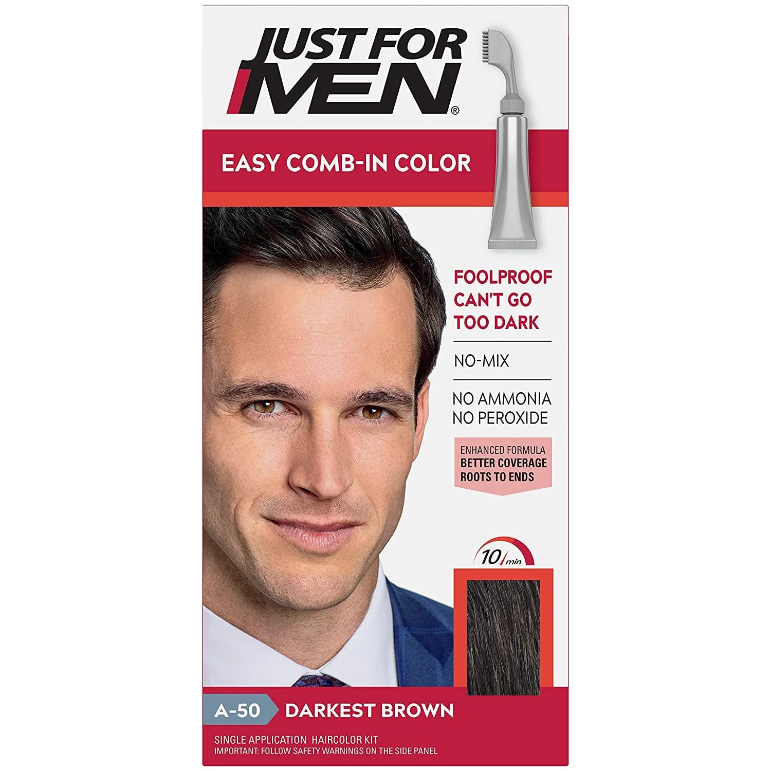 Verified Just For Men Autostop Color A-50 Darkest Brown Pack of 6 Responsible