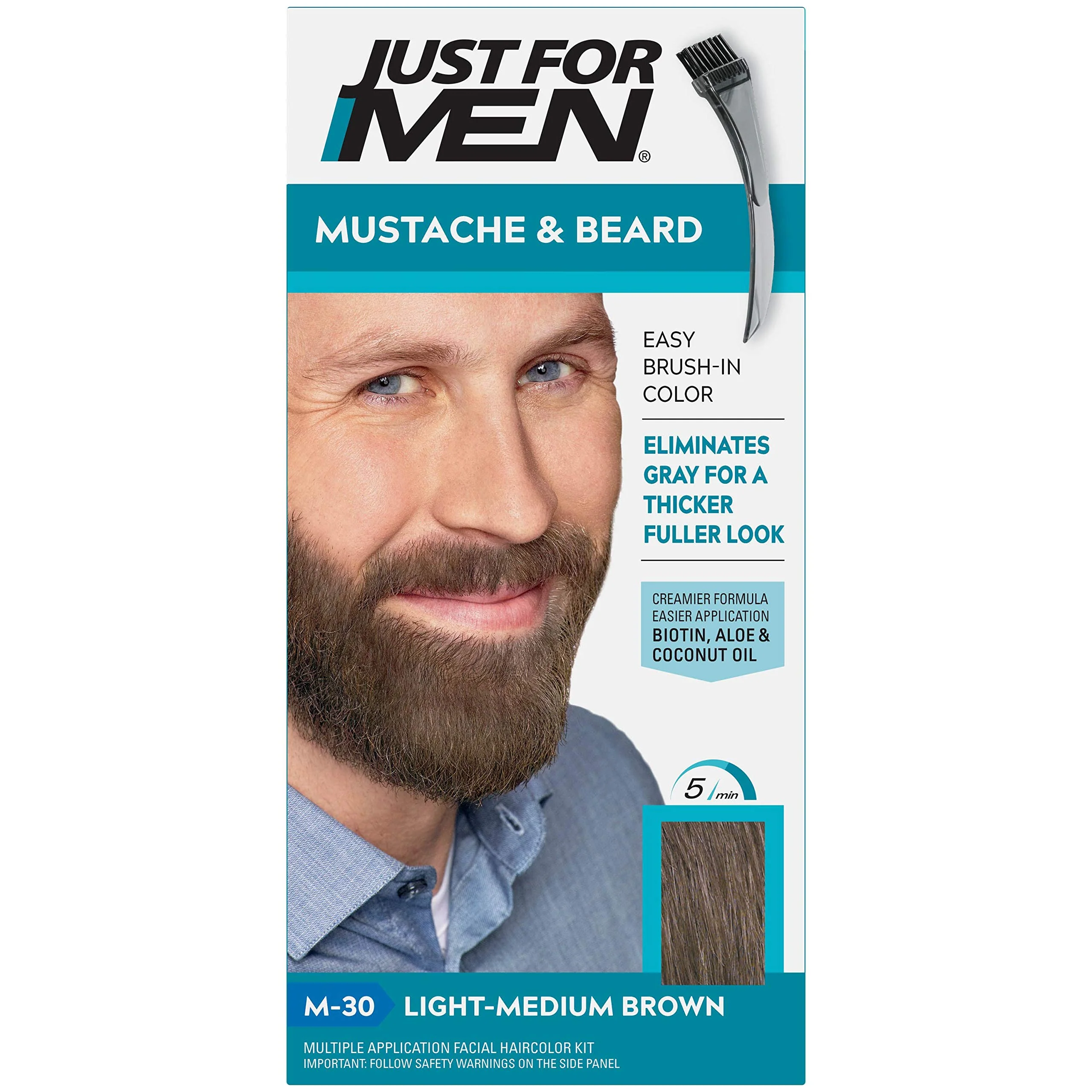 Verified JUST FOR MEN Color Gel Mustache Beard M-30 Light-Medium Brown 1 Each Pack of 4 Exceptional