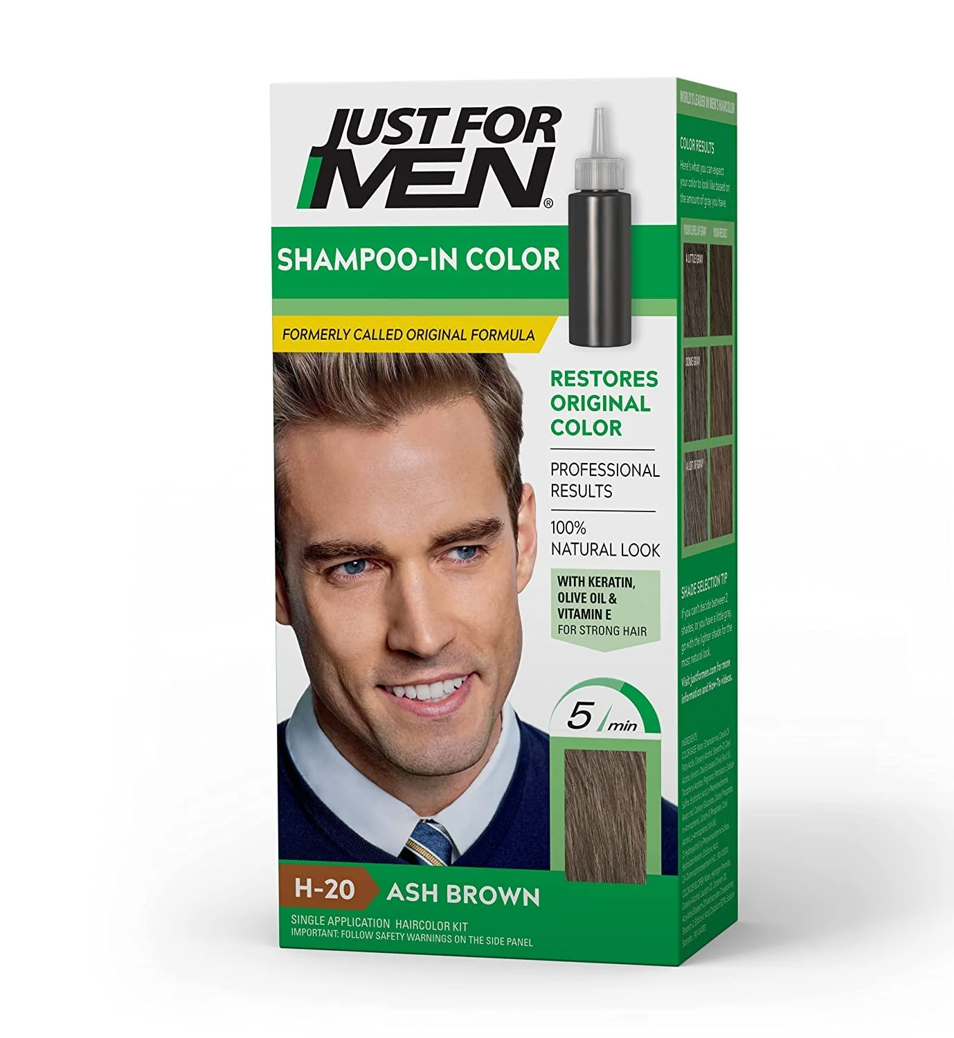 Comfortable JUST FOR MEN Hair Color H-20 Ash Brown 1 Each Pack of 5 Premium Material
