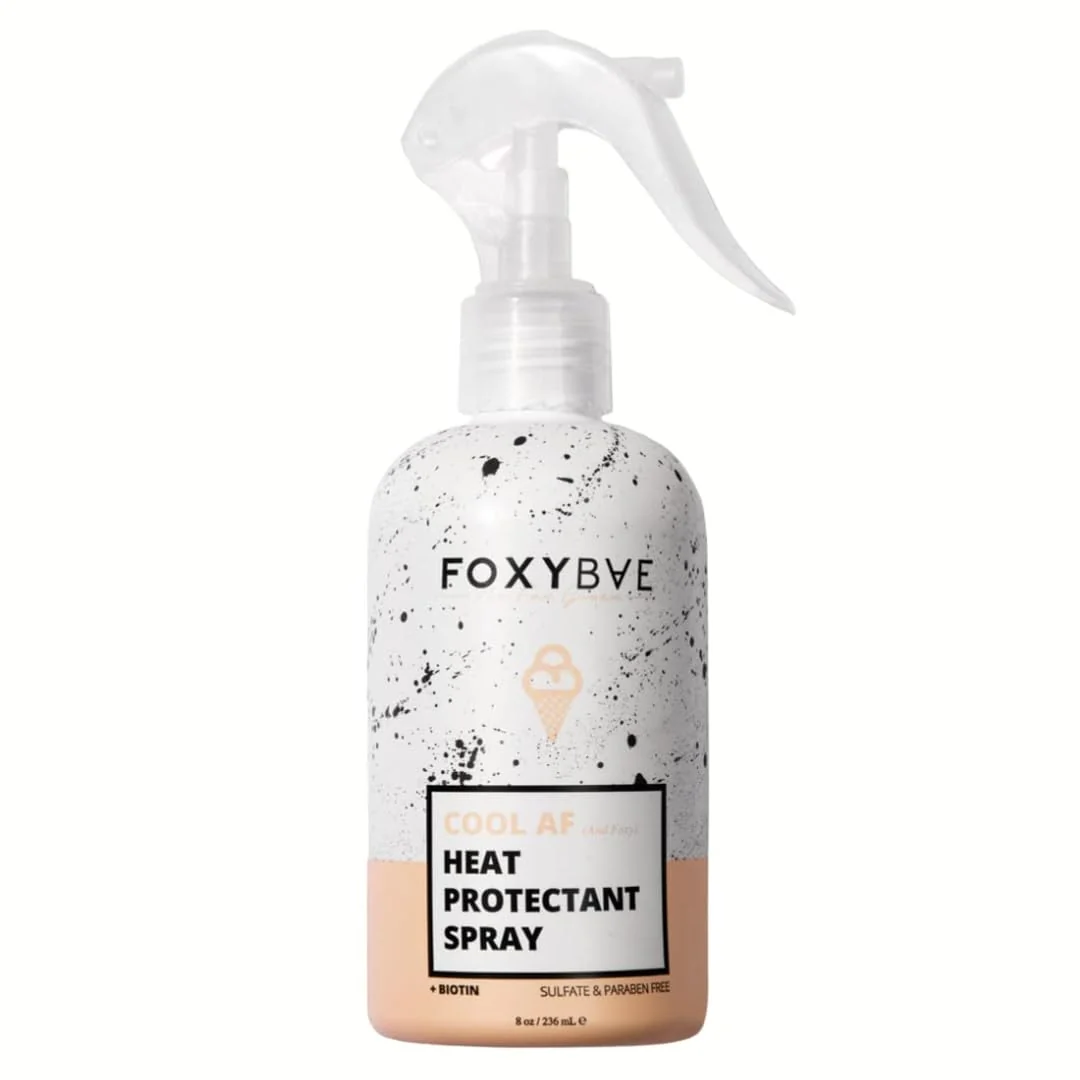Environmentally Friendly FoxyBae Heat Protectant Spray - Thermal Hair Styling Mist for Curling Iron Blow Dryer - Prevents Frizz Damage Breakage 8oz Healthy