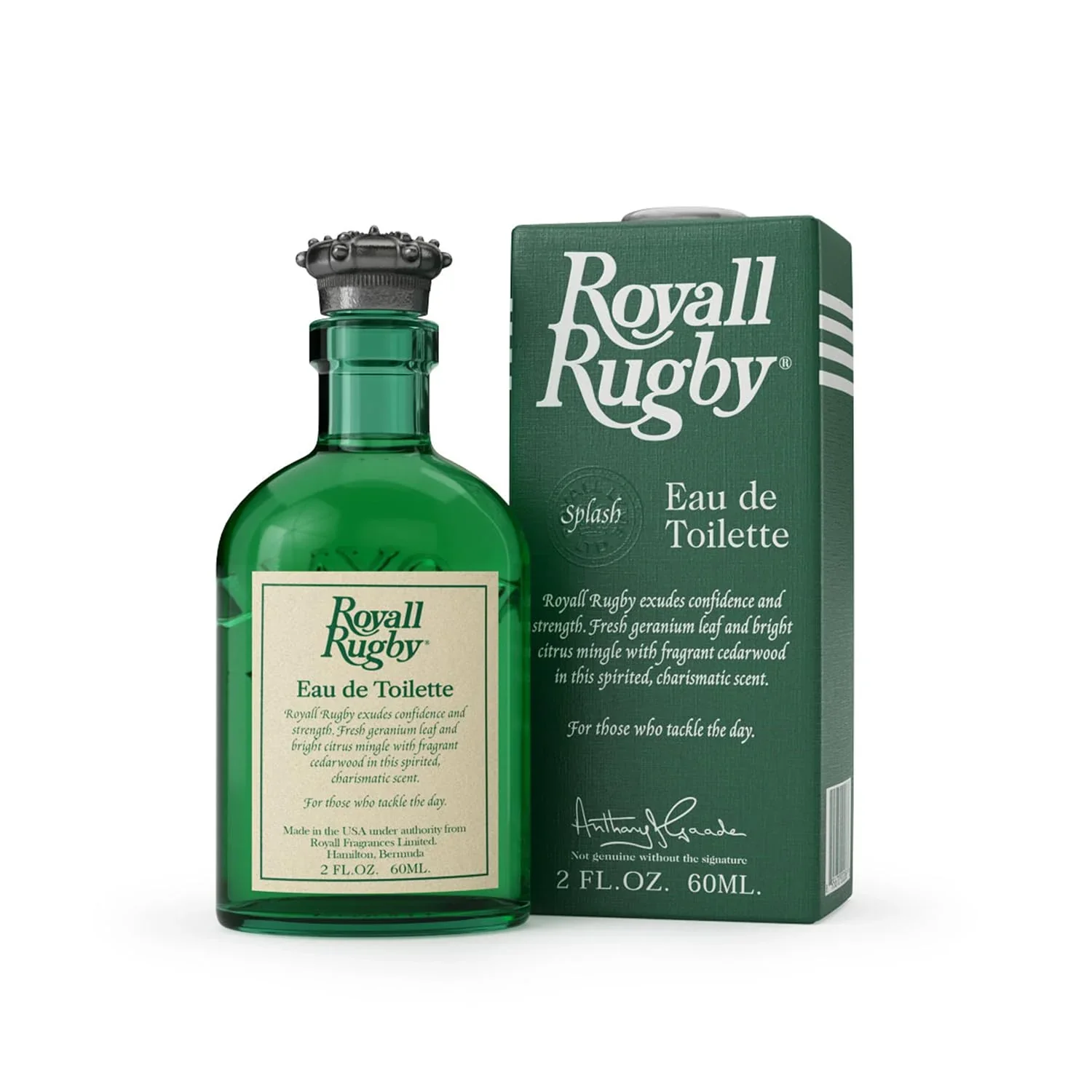 Authentic ROYALL RUGBY Men's Eau de Toilette Fresh Green Citrus Fragrance - 2 Fl oz Splash High-Quality