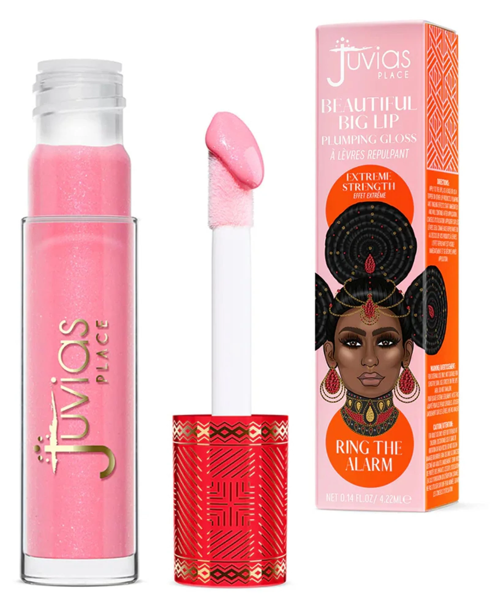 Sustainable Juvia's Place Beautiful Big Lip Plumper - Ring The Alarm Stunning Pink Shimmer Gloss for Full Defined Lips Plumping Hydrating High-Shine Innovative