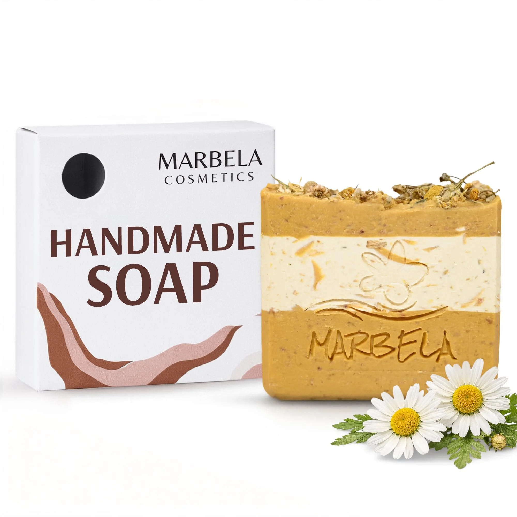 Casual Marbela Cosmetics Handmade Soap Bar - Made in USA Vegan Friendly Palm Oil Natural Bar Soap - Face Body Soap for Daily Skin Care Durable