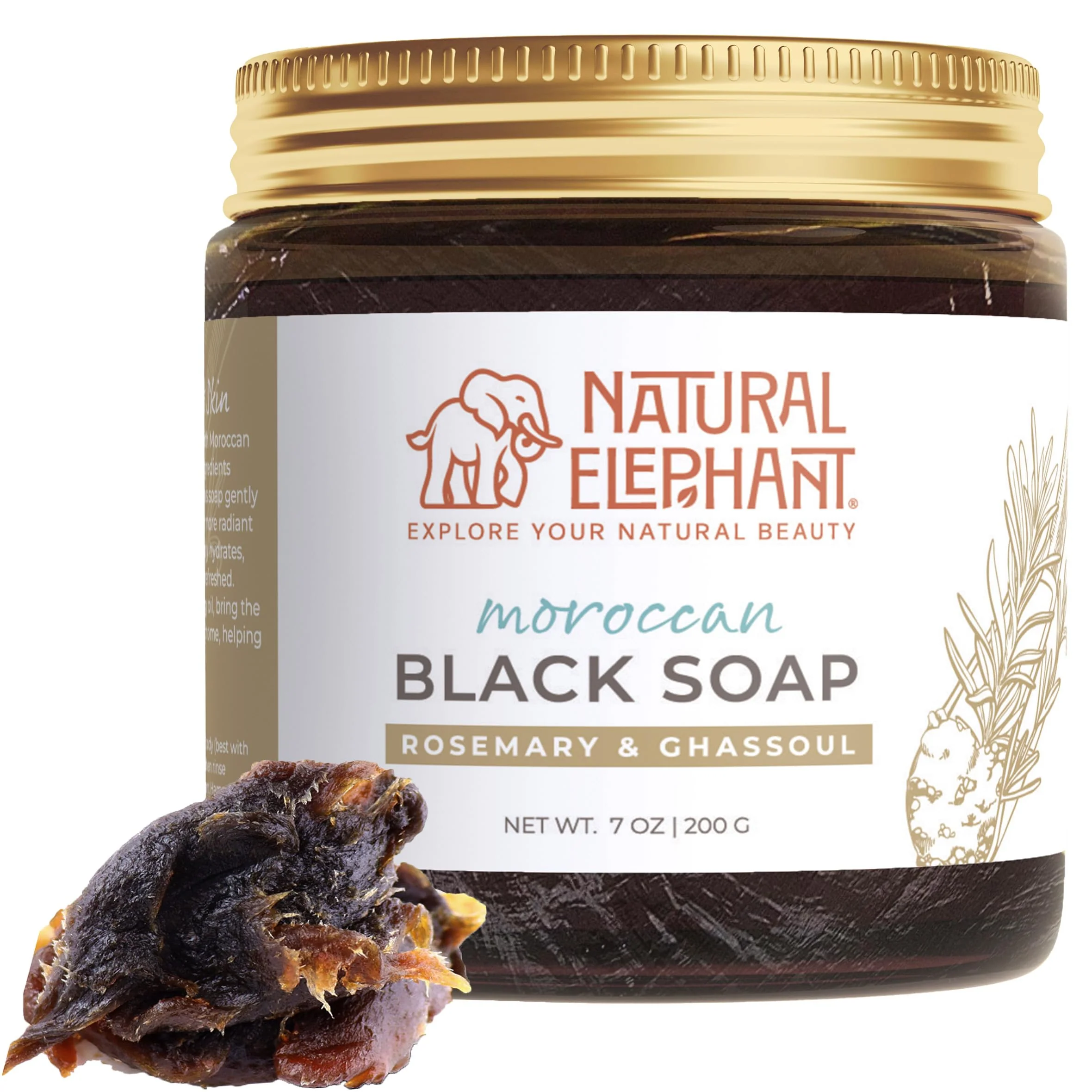 Pure Natural Elephant Moroccan Black Soap 7oz Traditional Hammam Beldi Soap Reusable