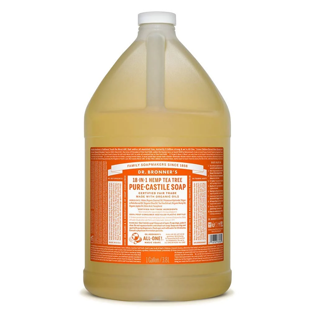Natural Dr. Bronner 18-in-1 Hemp Tea Tree Pure Castile Soap 1 Gallon Elegant