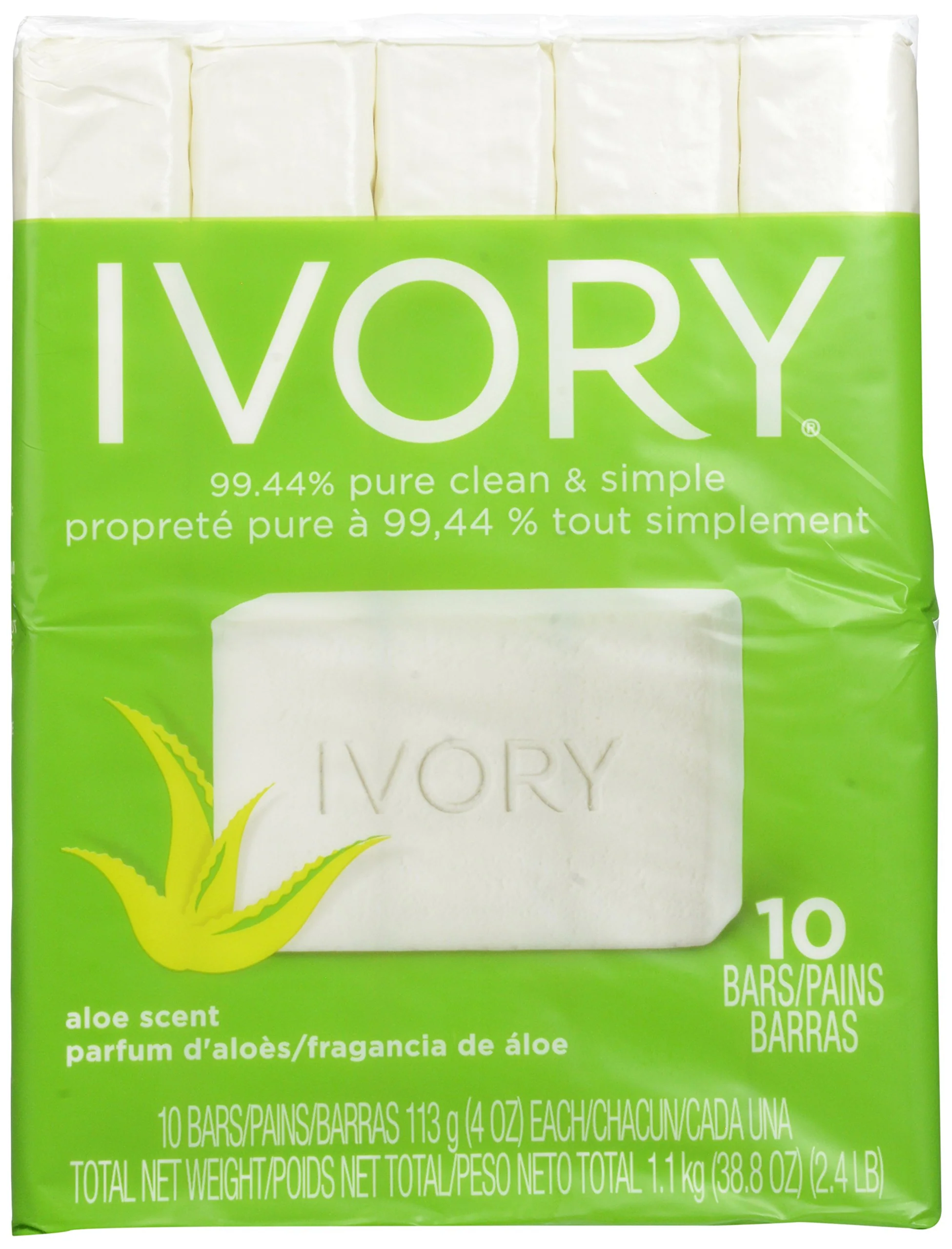 Reliable Ivory Aloe 10-Count Bath Size Bars 4 Ounce Long-Lasting