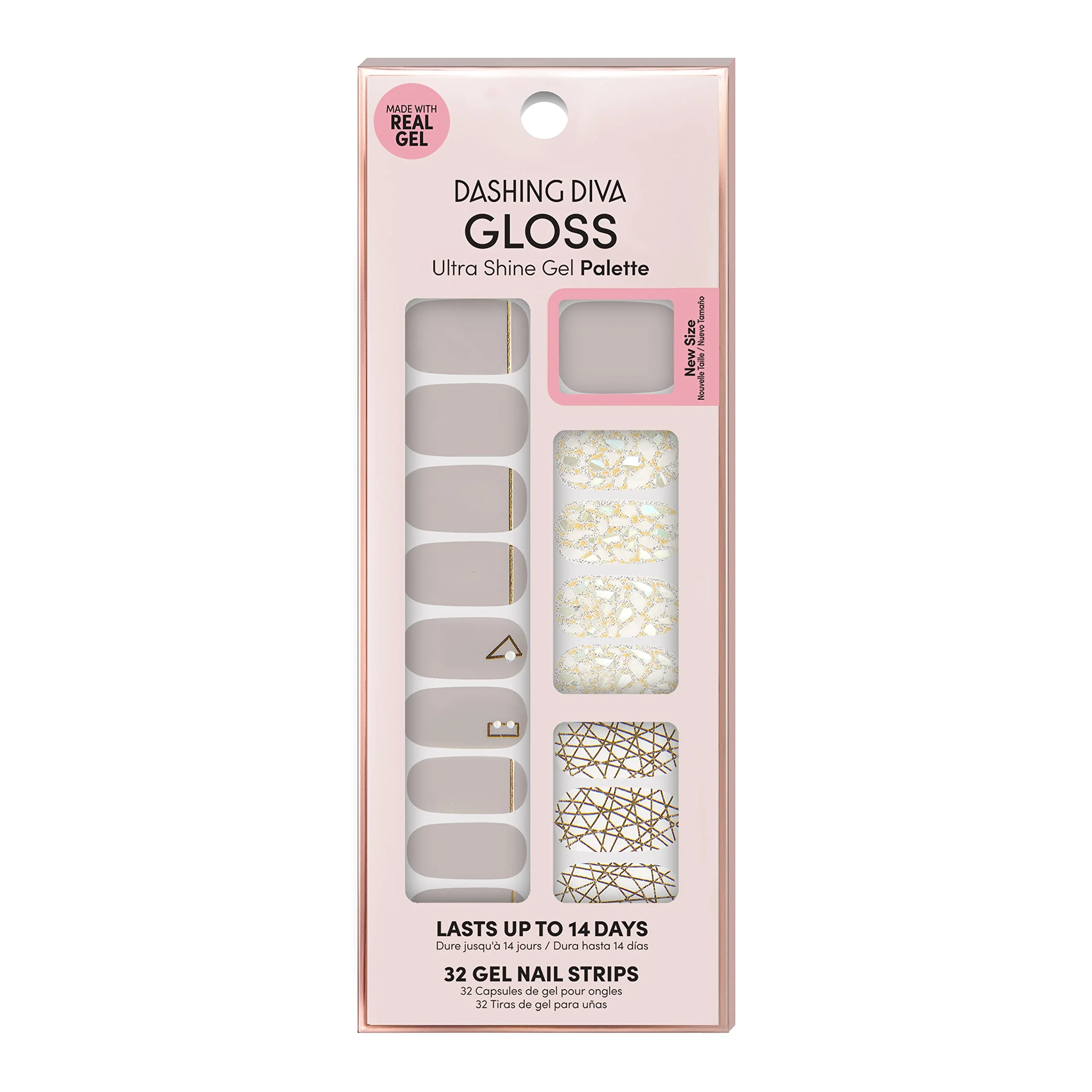Pure Dashing Diva Gloss Nail Wraps - All Lined Up UV Chip Resistant Long Lasting Gel strips Contains 32 Strips 1 Prep Pad 1 File Eco-Friendly
