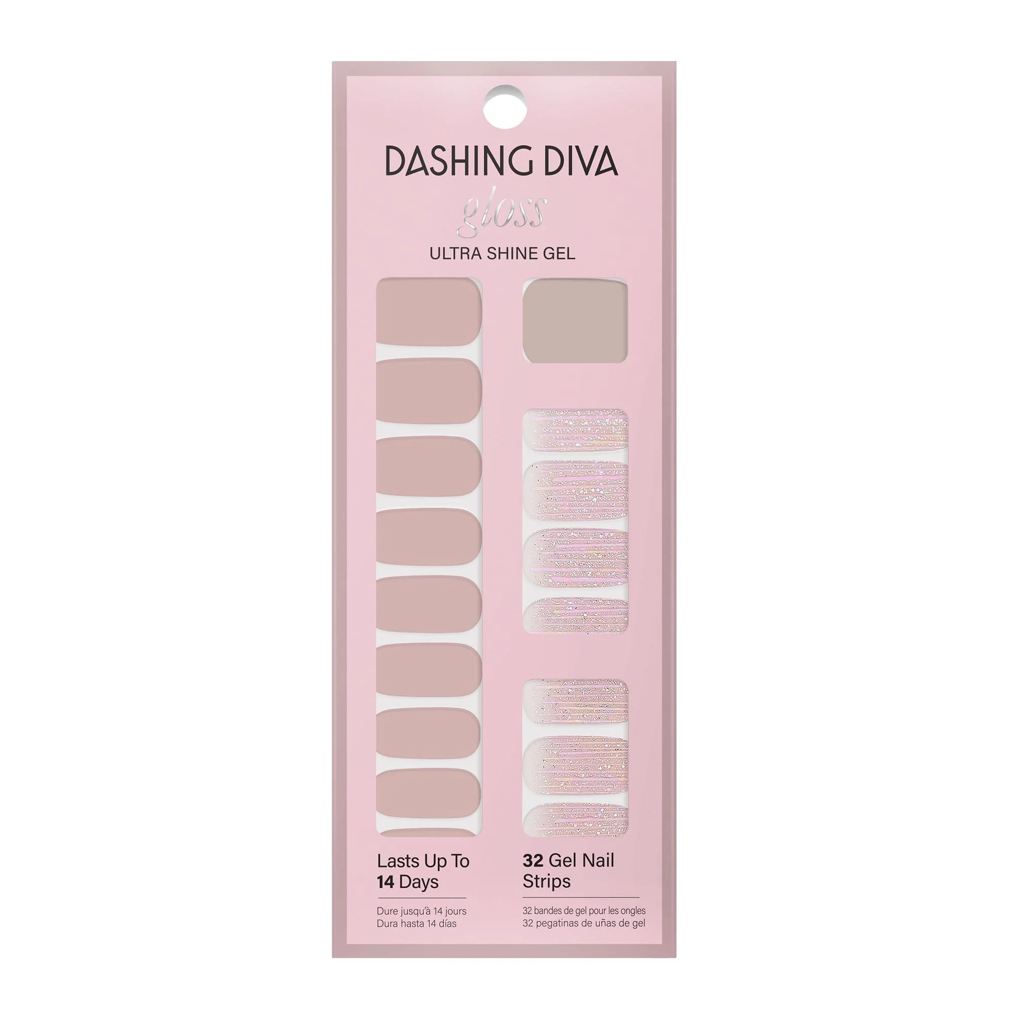 Consistent Dashing Diva Gloss Nail Strips - Taupe Hat UV Chip Resistant Long Lasting Gel Nail Stickers Contains 32 Nail Wraps 1 Prep Pad 1 Nail File Eco-Friendly