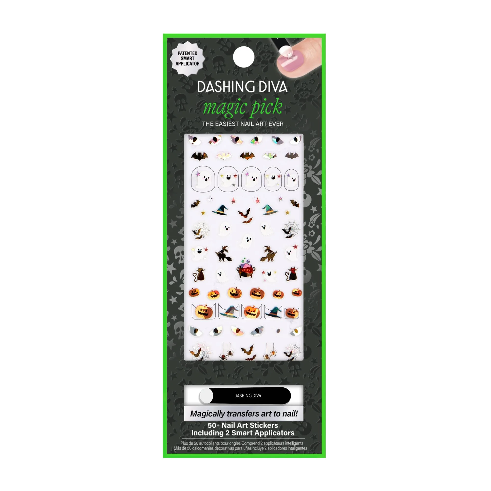 World-Class Dashing Diva Pick Nail Stickers - Black Light Easy Nail Art Stickets Comes with 50 Stickers and 2 Precision Placement Tools Unique