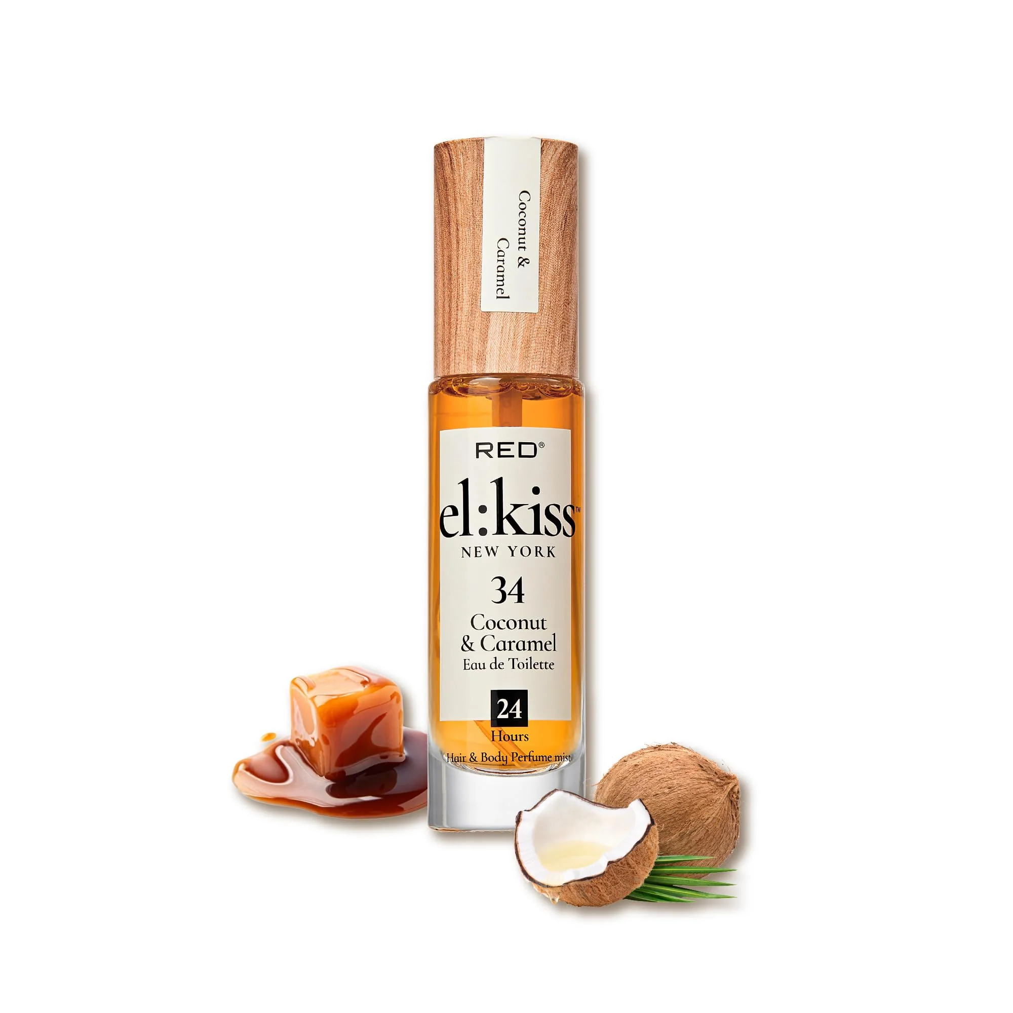Authentic EL KISS Hair Perfume Body Mist Coconut Caramel Eau de Toilette 30mL 1.01 Fl Oz Hydrating Long-Lasting Alcohol- Mineral Oil- Prestigious