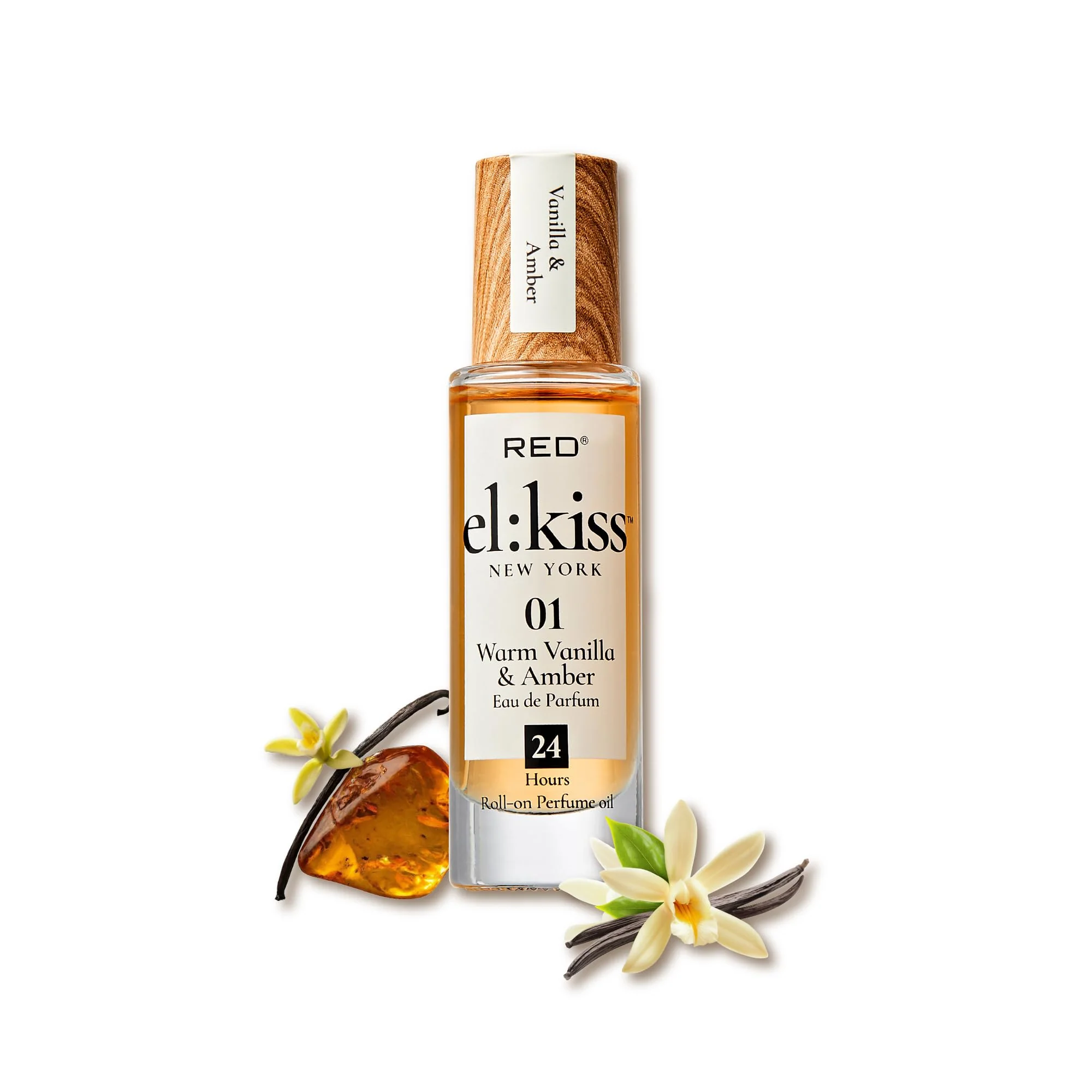 Effective EL KISS Roll On Perfume Warm Vanilla Amber Eau de Parfum 12mL .40 Fl Oz Hydrating Long-Lasting Alcohol- Mineral Oil- Infused Outstanding