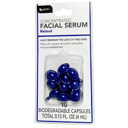 Crafted B.Pure Retinol Facial Serum Capsules - 10 Biodegradable Travel-Size Capsules - Smoothing and Firming Skin Care for Radiance Smooth Complexion Artisan