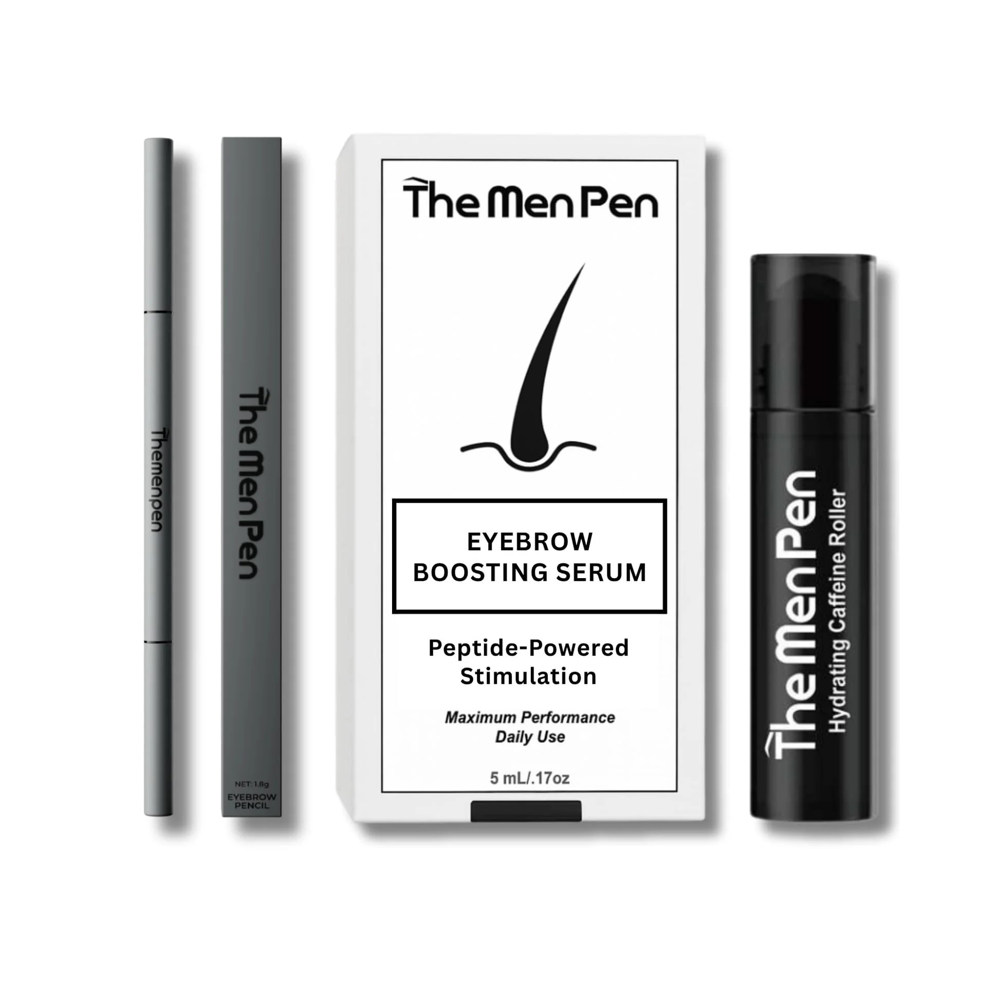 Artisan The Men Pen Eyebrow Boosting Caffeine Kit Eyebrow Beard and Hair Filler Waterproof Long Lasting Sweat Proof - Black Premium Material