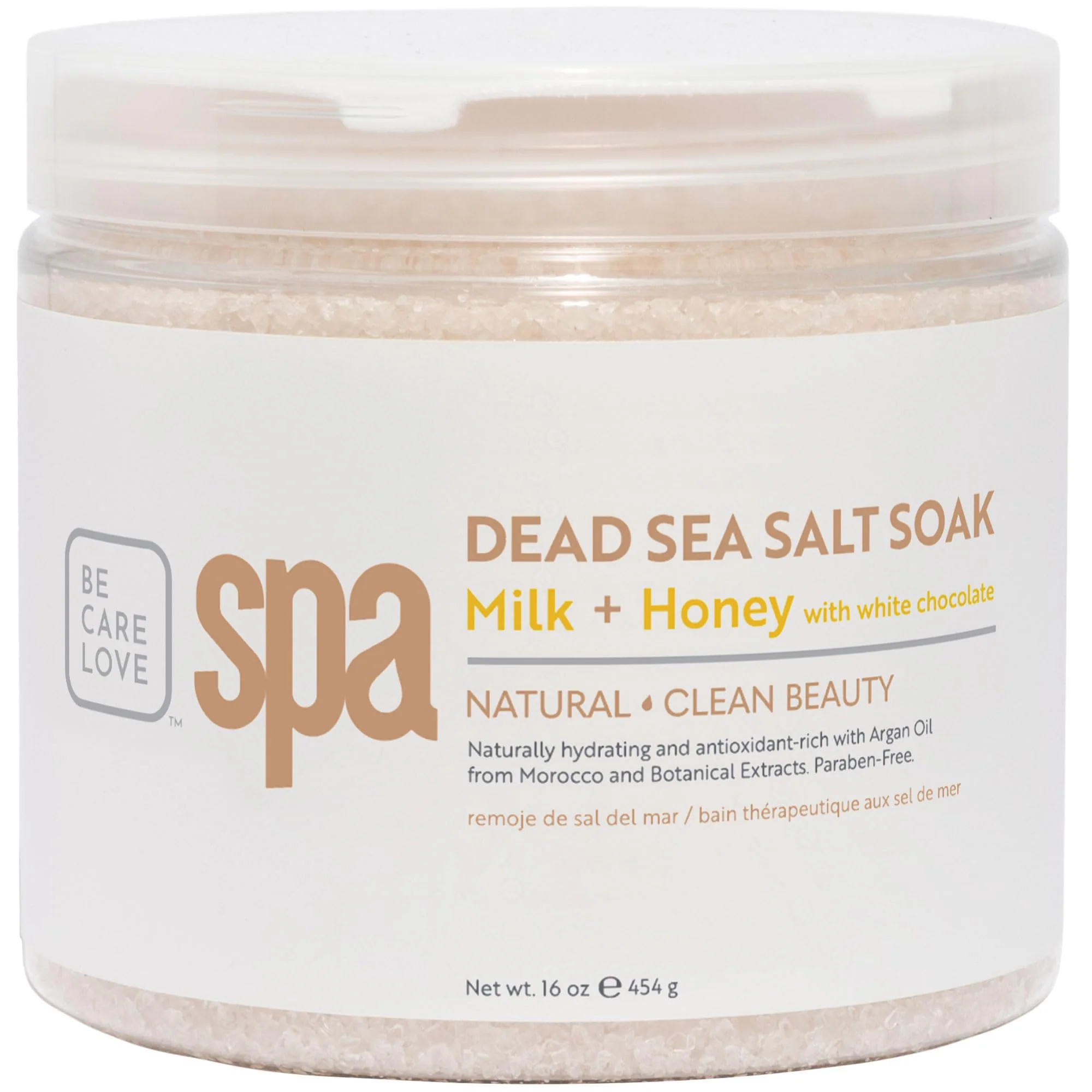 Certified BCL SPA Dead Sea Salt Soak - Bath Salt with Organic Milk Honey White Chocolate Shae Butter Arnica Aloe Vera Juice Chamomile Argan Jojoba Oil Elite