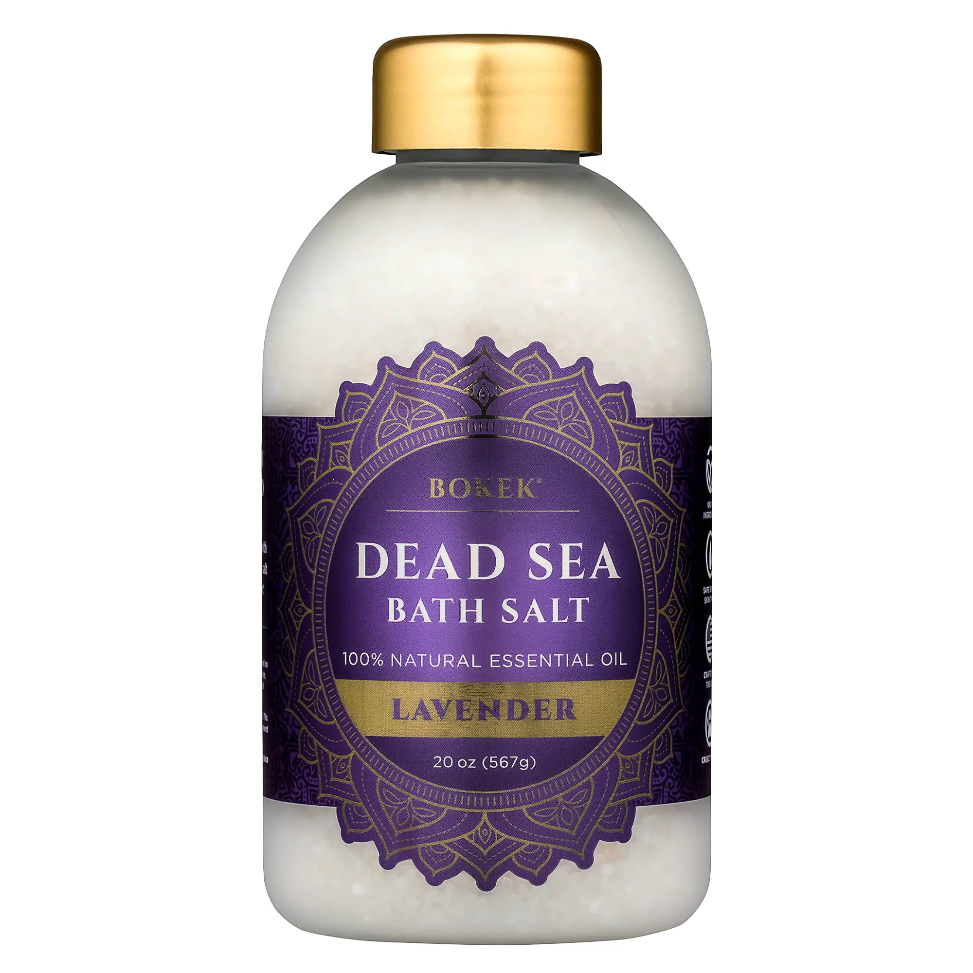 Certified Bokek Bokek Organic Lavender Bath Salt Dead Sea Salt Scented With Organic Essential Oil 20 Ounce Jar White Lavender 20 ounces Premium Material