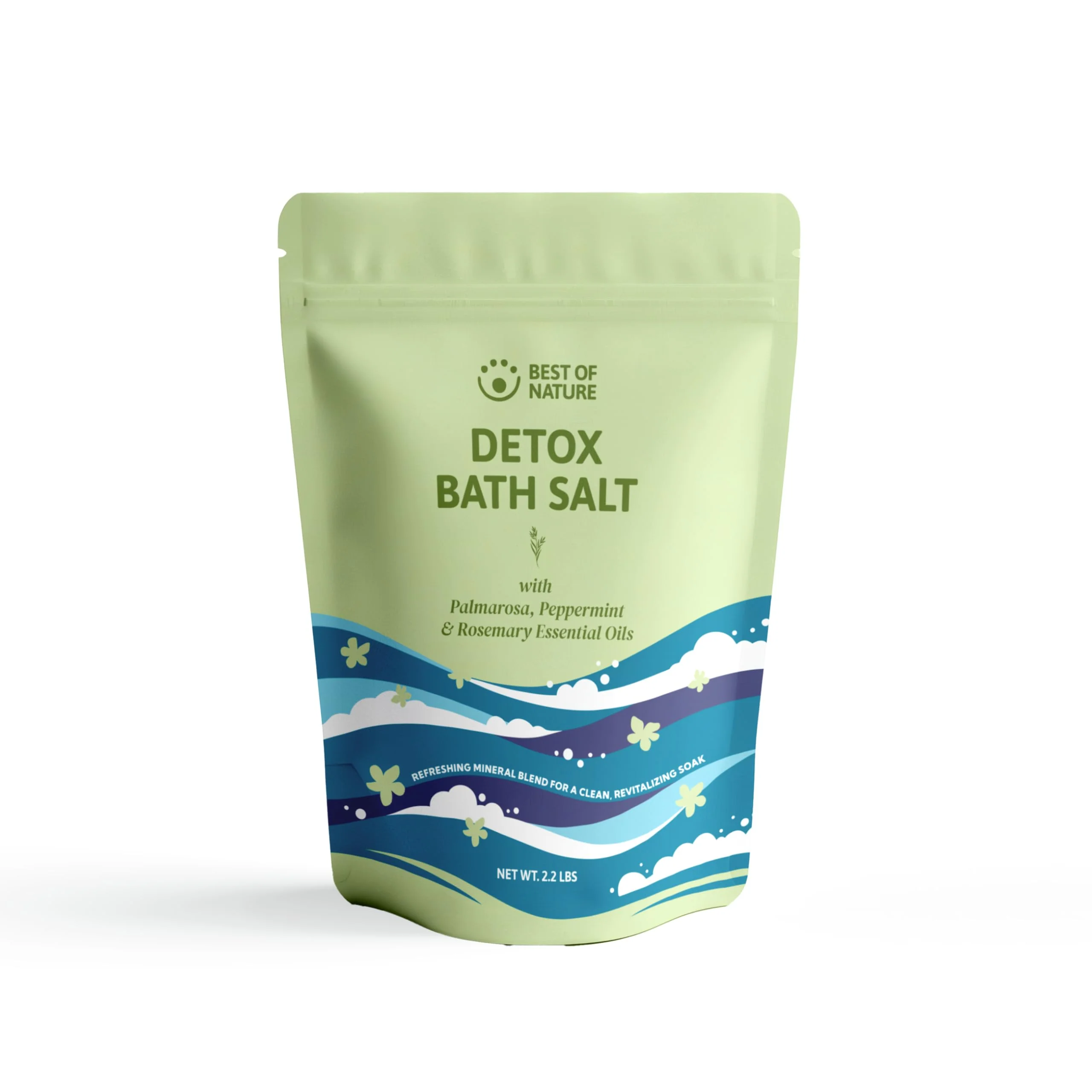 Specialty of Nature Detox Epsom Salt Bath Soak with Peppermint Rosemary Palmarosa Essential Oils Mineral-Rich Bath Salts Resealable Bag 2.2 lb Minimalist