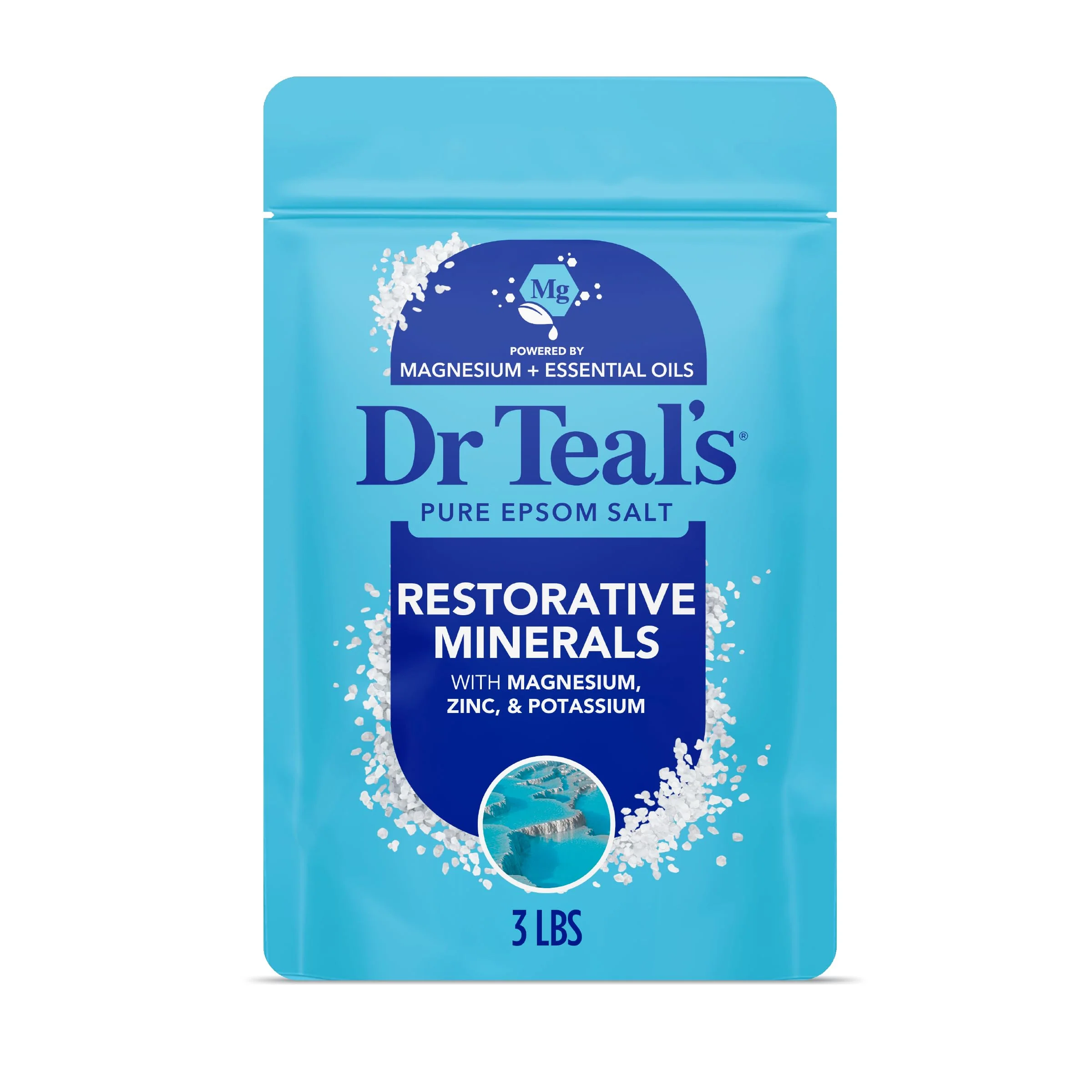 Sophisticated Dr Teal's Epsom Salt Magnesium Soak Restorative Minerals with Magnesium Potassium Zinc 3 lbs Genuine