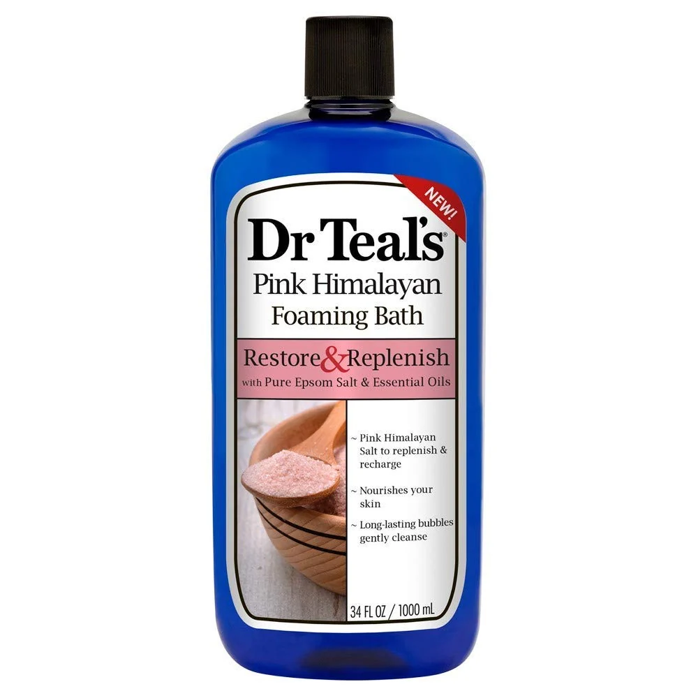 Trendy Dr. Teal's Pink Himalayan Foam Bath Mothers Day Gift Set 2 Pack 34oz Ea. - Restore Replenish Pink Himalayan Salt Blended with Pure Epsom Salt Contemporary