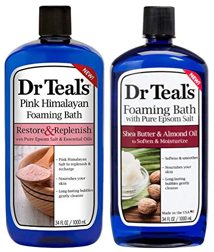 World-Class Dr Teal's Foaming Bath Variety Gift Set 2 Pack 34oz Ea - Restore Replenish Pink Himalayan Soften Moisturize Shea Butter Almond Oil Optimized