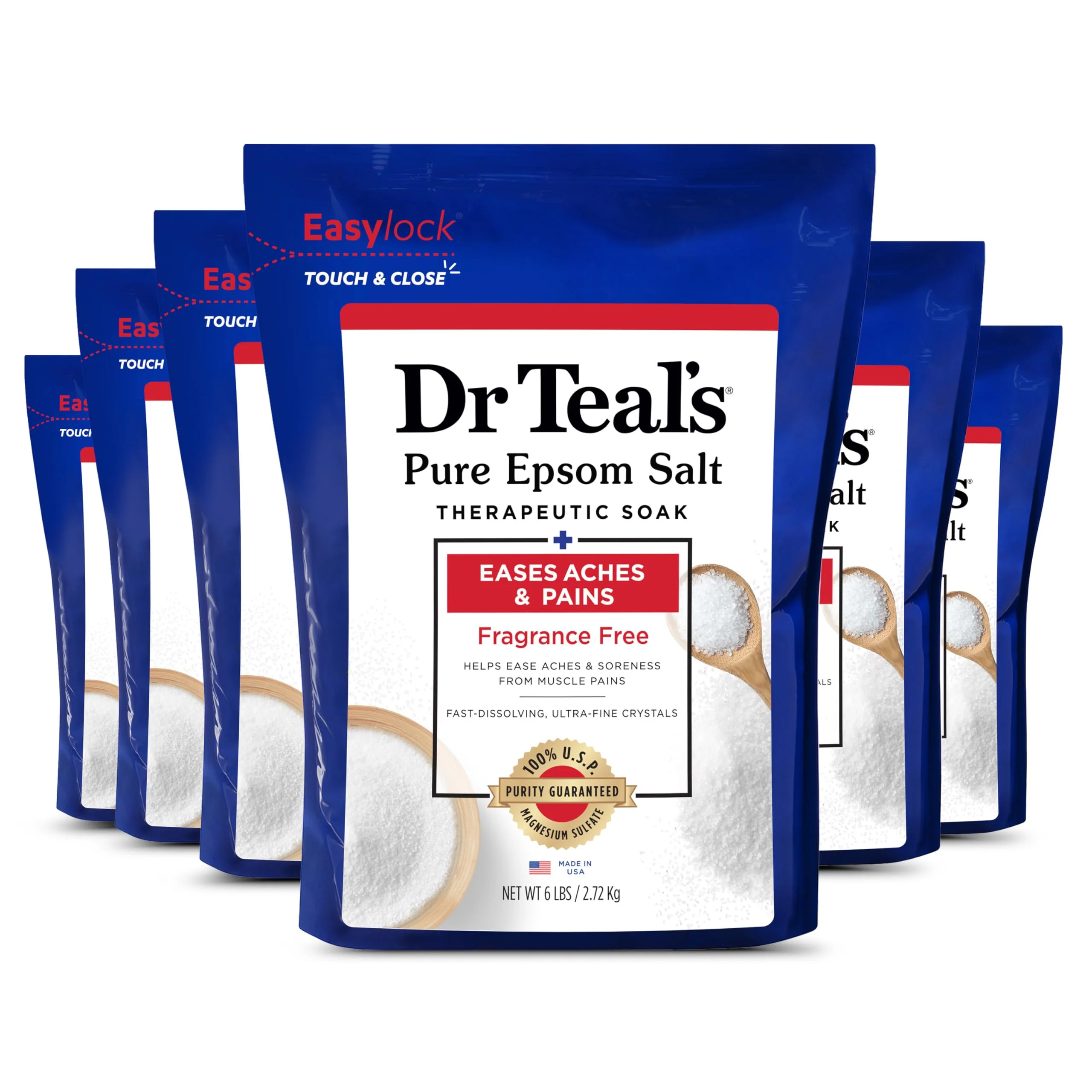 Stylish Dr Teal's Pure Epsom Magnesium Salt Soak Fragrance 6 lbs Pack of 6 Safe
