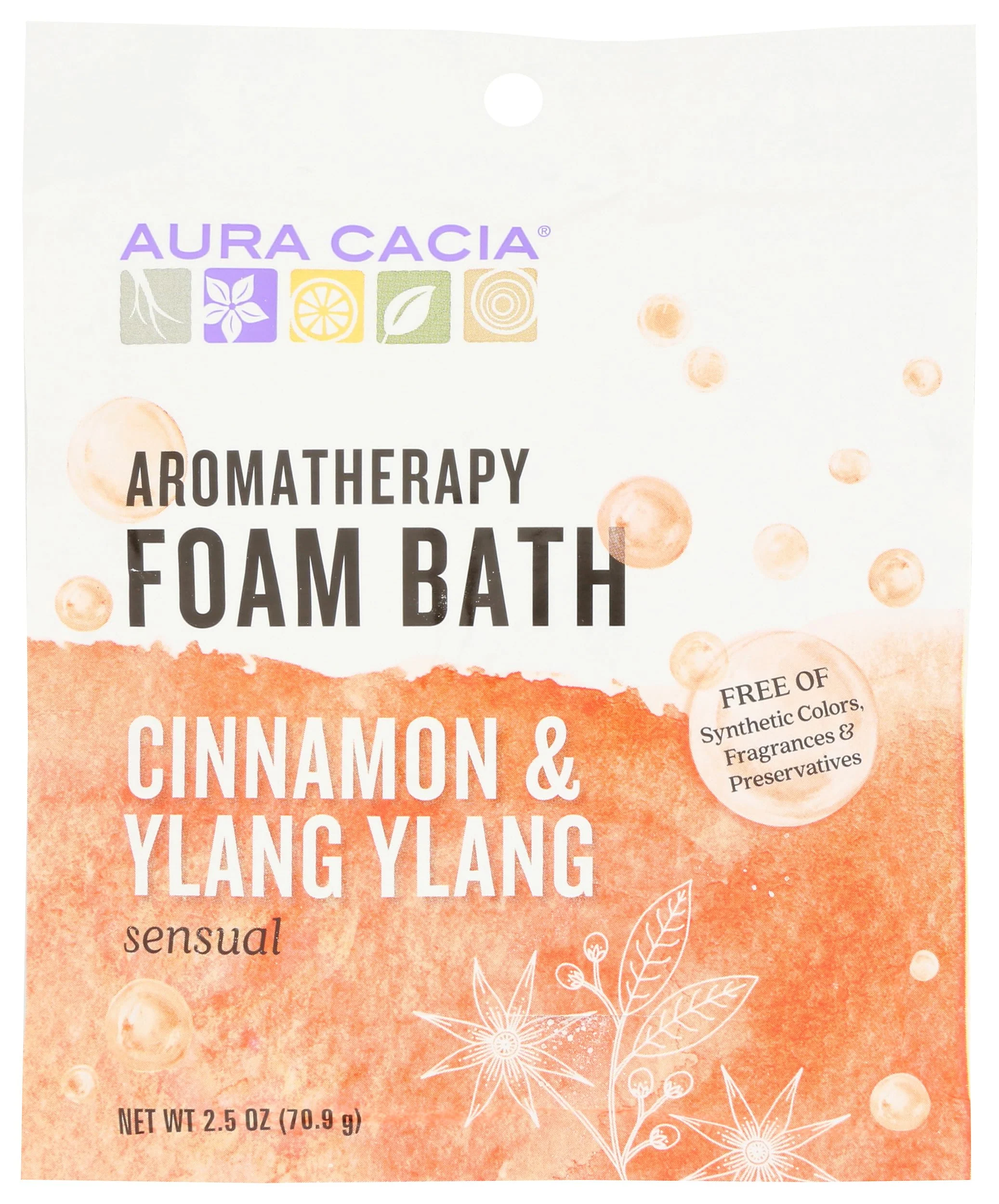 Natural Aura Cacia Foam Bath Cinnamon Ylang Ylang 2.5 Ounce Advanced