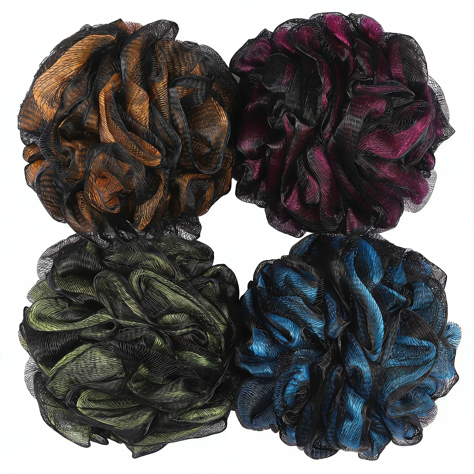 Efficient 75g Piece Loofah Bath and Shower Sponge Pouf Mesh Bath Sponge Exfoliating Body Scrubber Ball Pack of 4 Large Sustainable