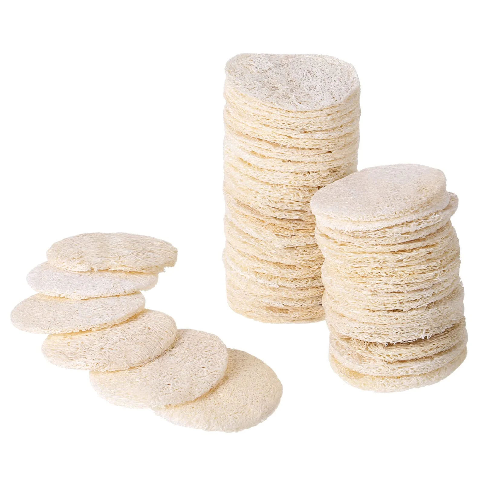 Trendy Uonlytech 50pcs Loofah Face Pads Natural Sponge Exfoliating Face Pads Reusable Makeup Remover Facial Body Scrubbers Pad for Women and Men Facial Next-Generation