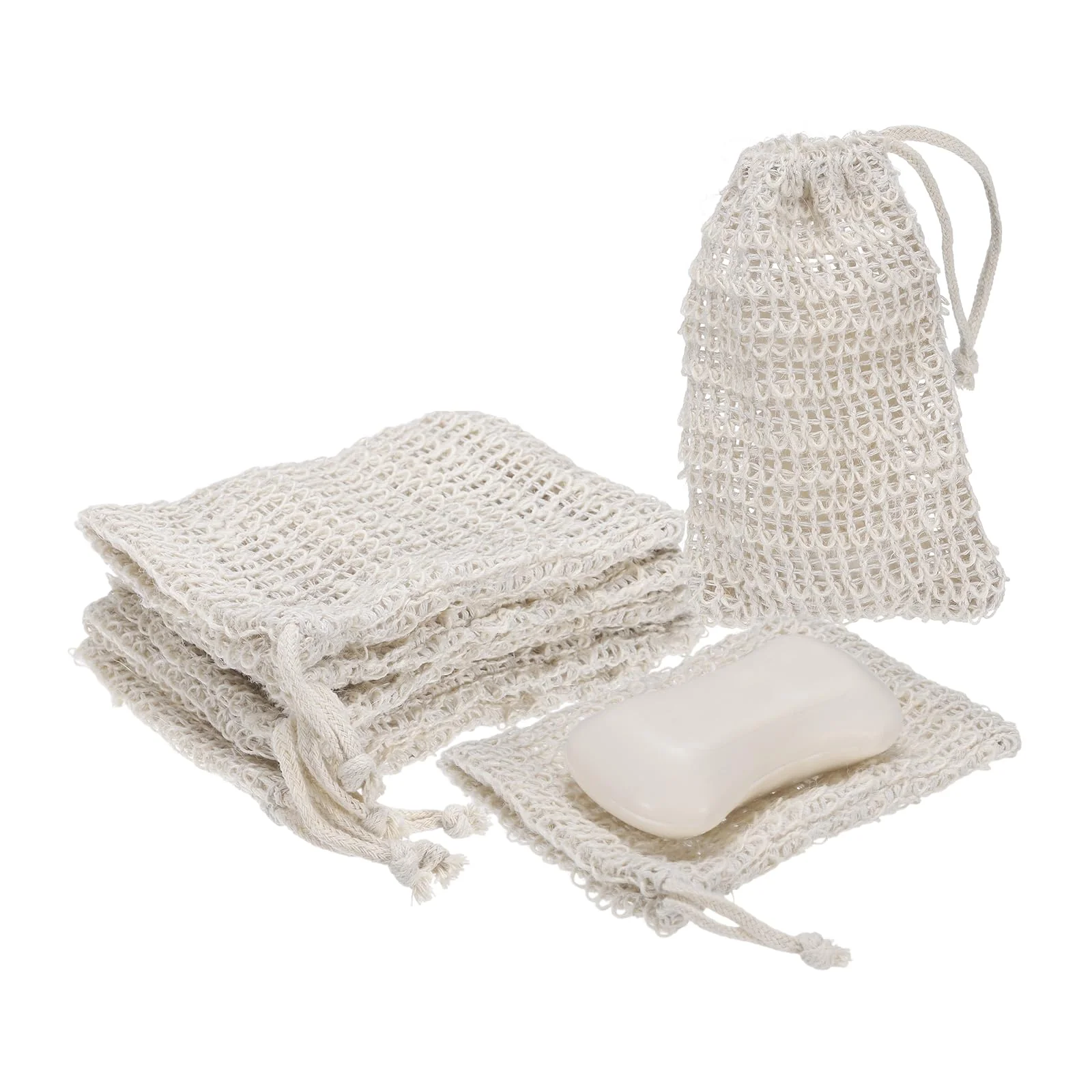 Pure uxcell 15 Pcs Soap Saver Bag 5.5 x3.5 Mesh Soap Bag with Drawstring Cotton Scrubber Pouch Exfoliating Net for Body Shower Foaming Travel Camping Trusted
