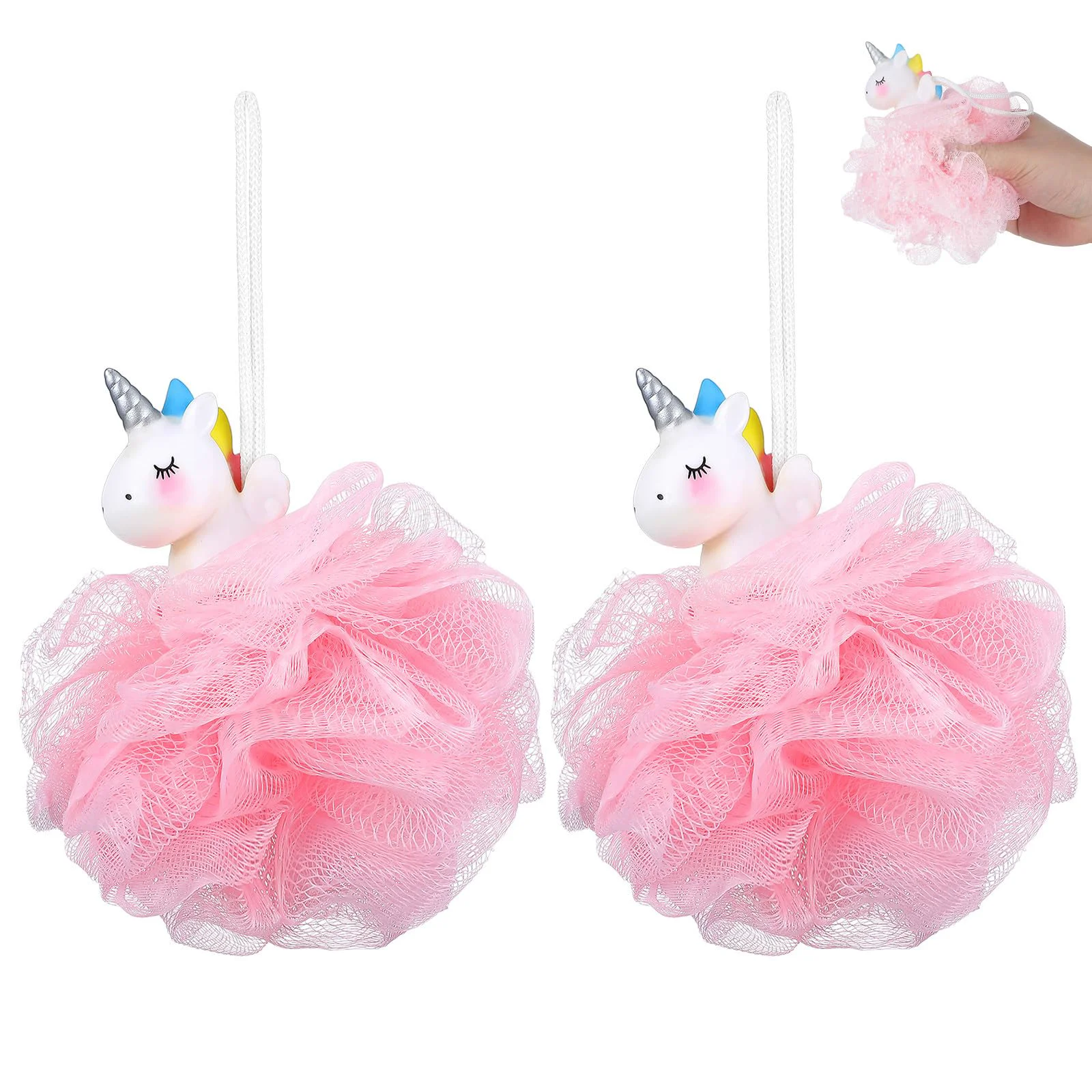 Durable WRITWAA Shower Loofah 2 Pack Unicorn Kids Bath Sponge Body Scrubber Bathing Ball Loofah Sponge for Kids Girls Boys Bathing Use Relaxed