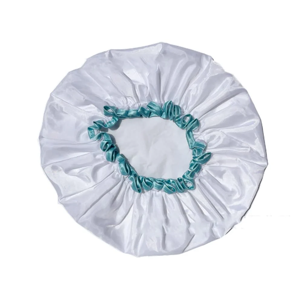 Original AKOAK 1 Pack Shower Cap Durable Breathable Adult Shower Cap Waterproof Reusable Shower Hair Cap Bathroom Accessories for Women and Girls White Professional