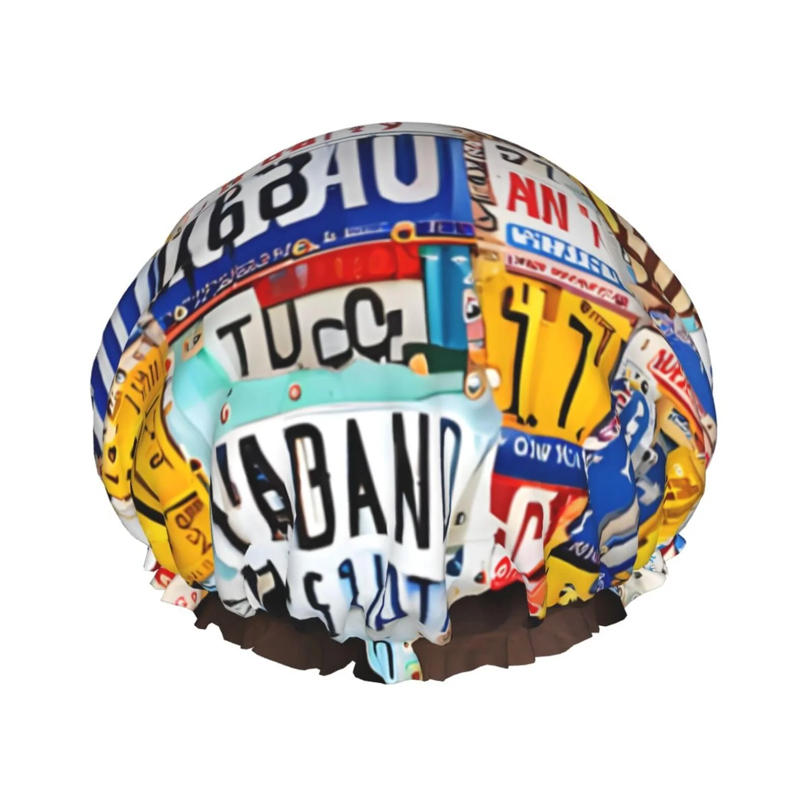 World-Class License Plate Map Printed Double Layer Lined Shower Cap Shower Caps For Women Reusable Next-Generation