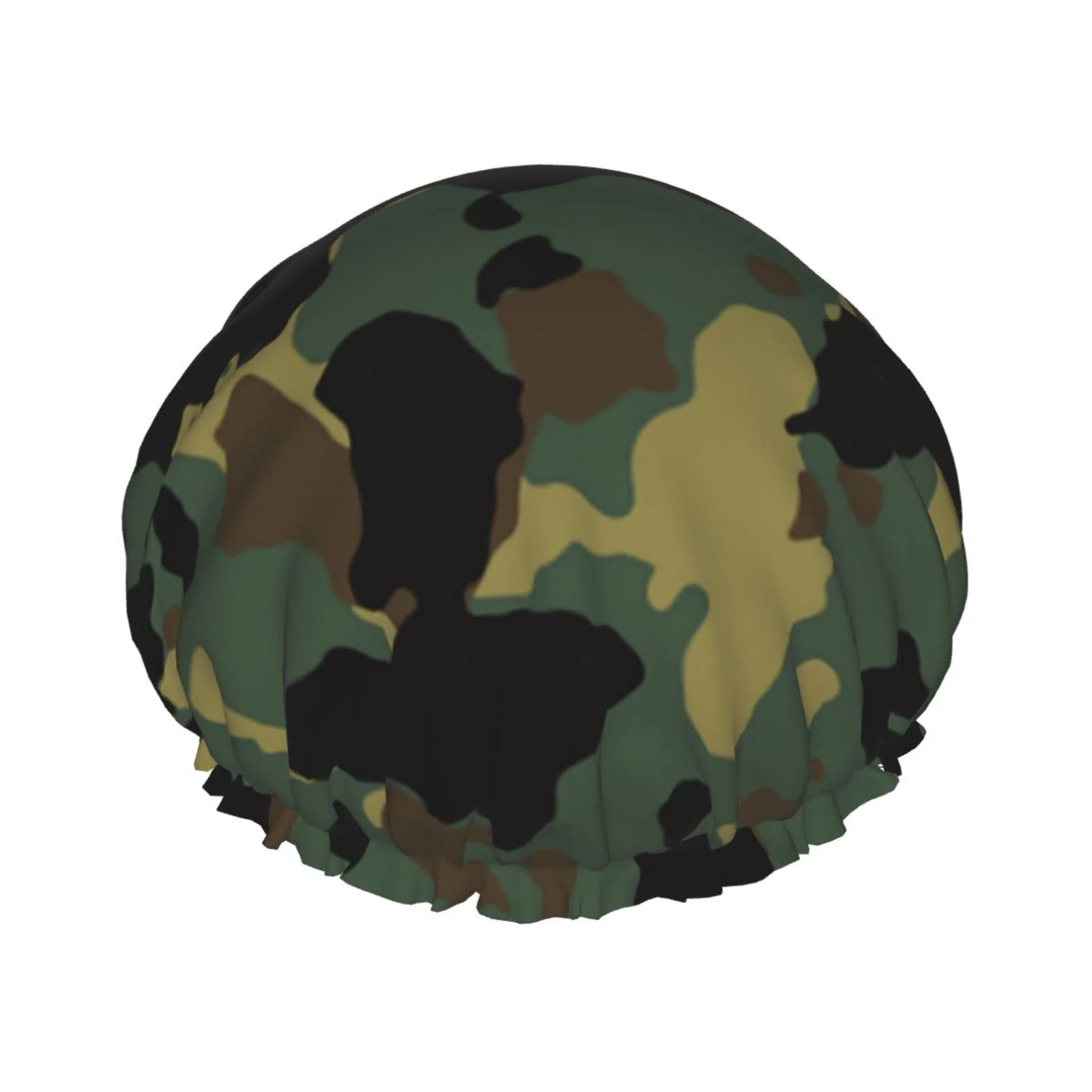Unique Camouflage Pattern Shower Cap Reusable Bath Hair Cap Double Layer Waterproof Bathing Shower Hat for Ladies Men Kids Spa or Salon Specialty