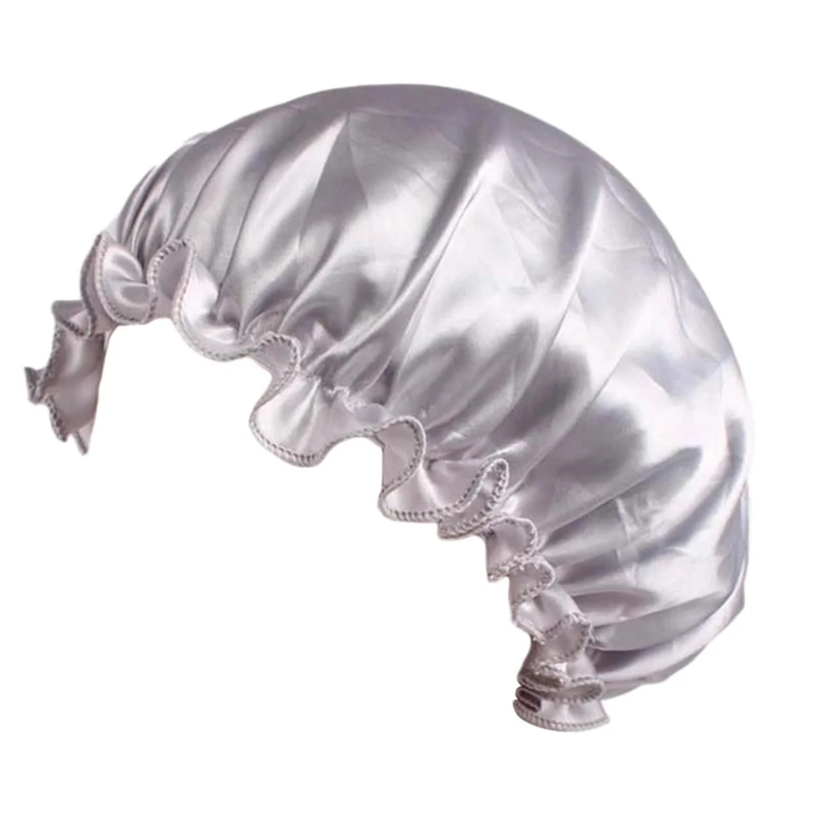 Soft CHYLMAPHEN Lace Sleeping Hat Multifunctional Hair Care Cap Shower Cap Makeup Cap Silk Home Hat Suitable for Curly for Sleeping Use Silver Flexible