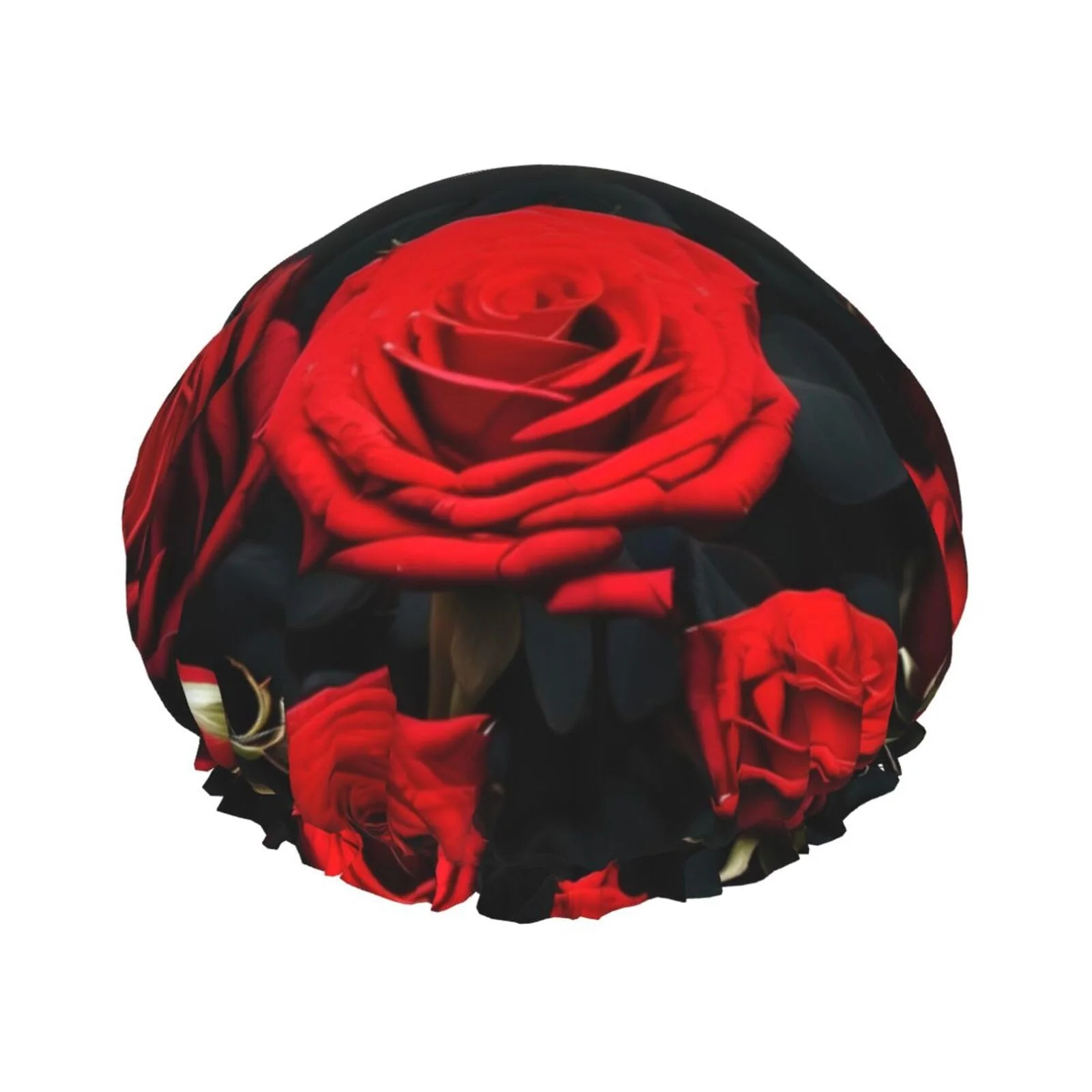 Prestigious Many Red Rose Reusable Shower Cap For Women Double Splashproof Shower Cap Large Size For All Hair Lengths Superior