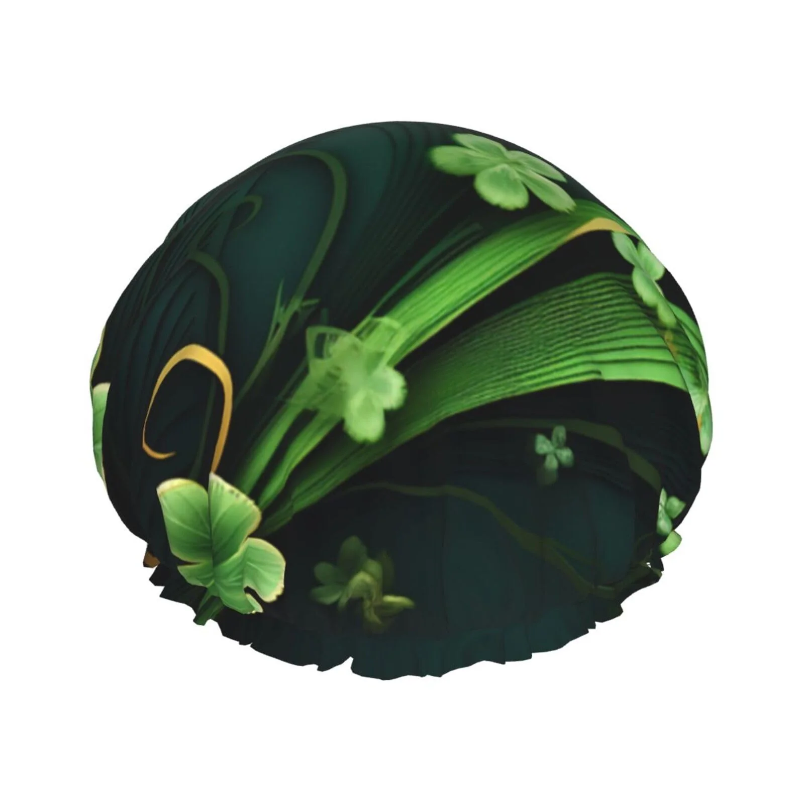 Eco-Friendly Happy St Patrick'S Day Shower Cap For Women Reusable Double Layers Bathing Bath Cap Hair Caps Waterproof Elastic Band Ladies Spa Salon Shower Hat Hair Green