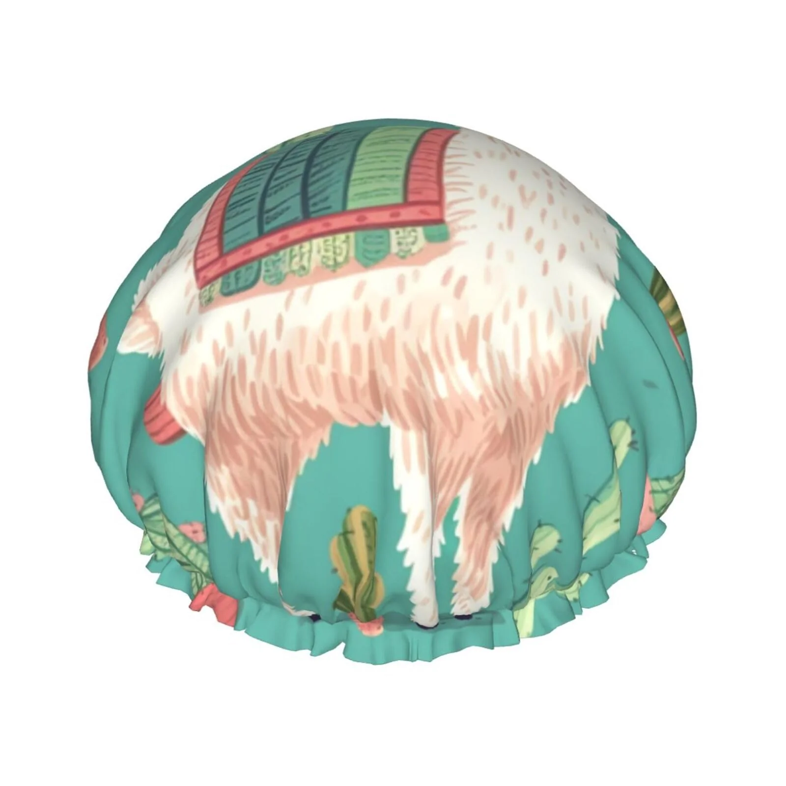 Excellent Alpaca Cactus Shower Cap For Women Reusable Double Layers Bathing Bath Cap Hair Caps Waterproof Elastic Band Ladies Spa Salon Shower Hat Hair Caps Pure