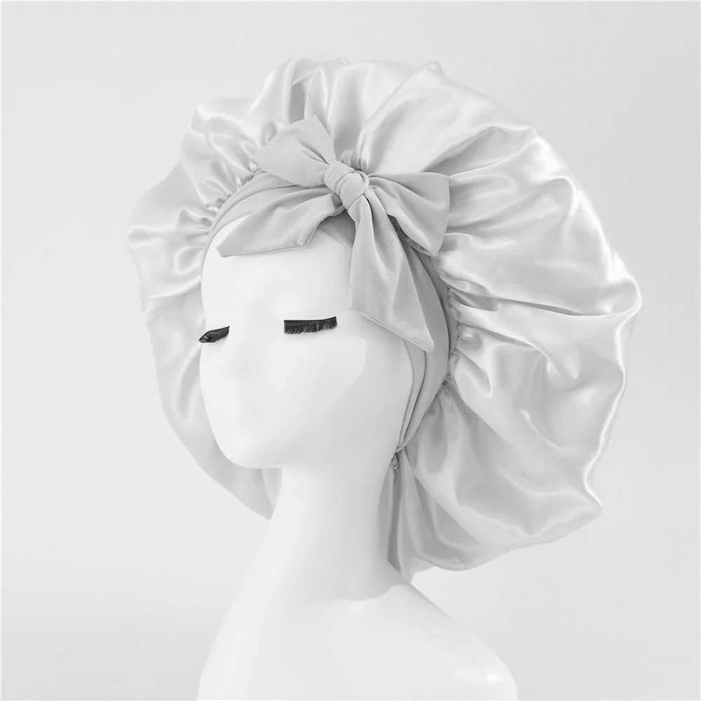 Safe Hair Want Large Stain Sleep Bonnet for Women Adjustable Hair Bonnet with Elastic Tie Band for Braids Hair Sleeping Cap Scarf for Hair Care Satin Hair Advanced