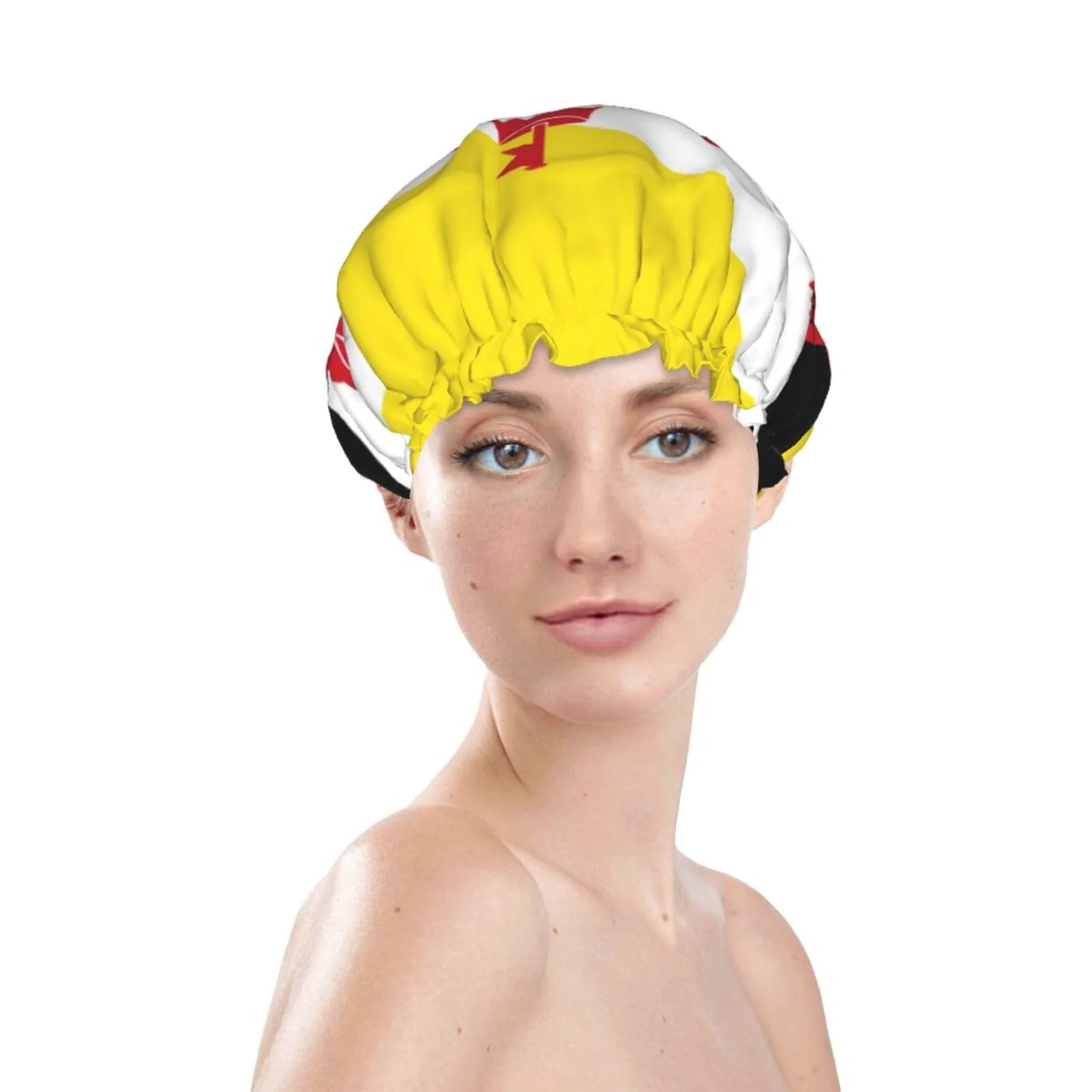 Premium Brunei Flag Prints Shower Cap Double Layer Lined Waterproof Bathing Shower Hat Professional