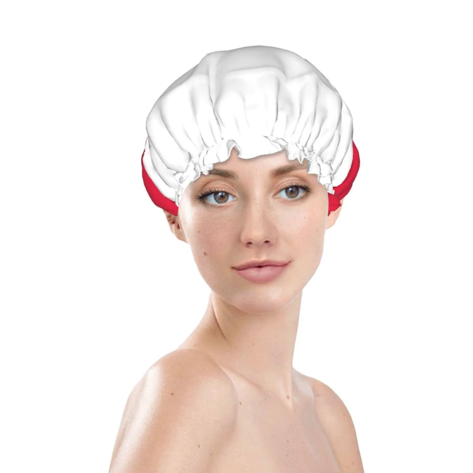 Detailed Poland Flag Prints Shower Cap Double Layer Lined Waterproof Bathing Shower Hat Artisan