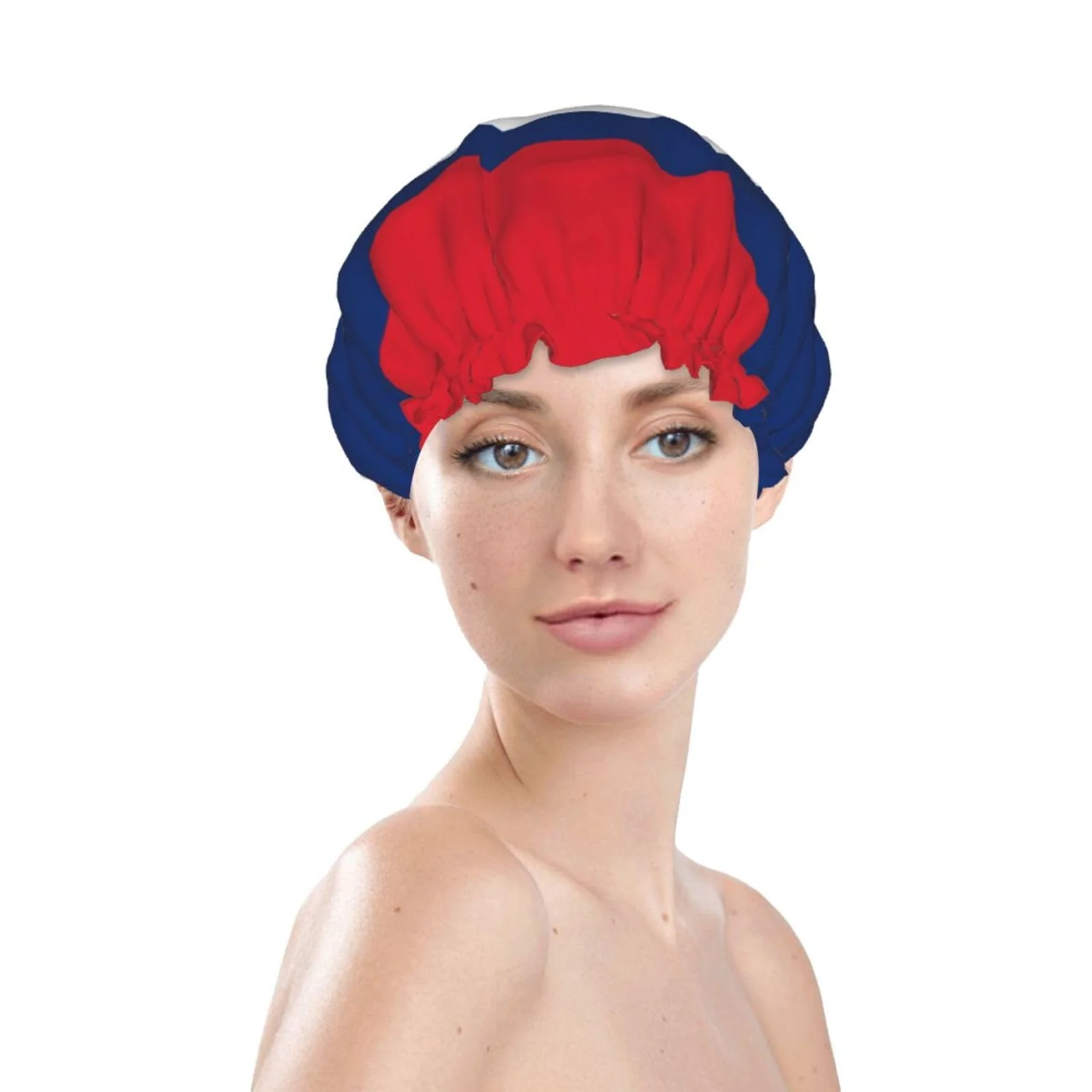 Reusable Laos Flag Prints Shower Cap Double Layer Lined Waterproof Bathing Shower Hat Casual