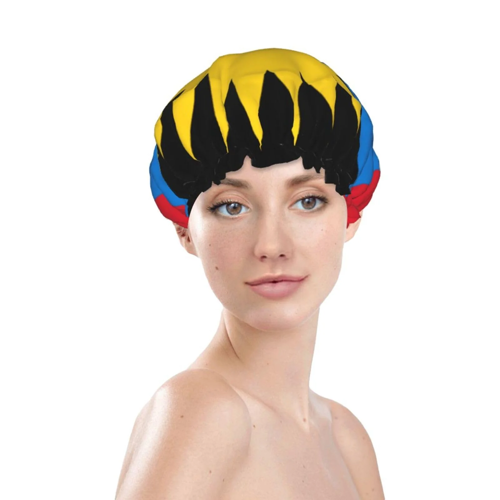Fashionable Antigua Barbuda Flag Prints Shower Cap Double Layer Lined Waterproof Bathing Shower Hat Responsible