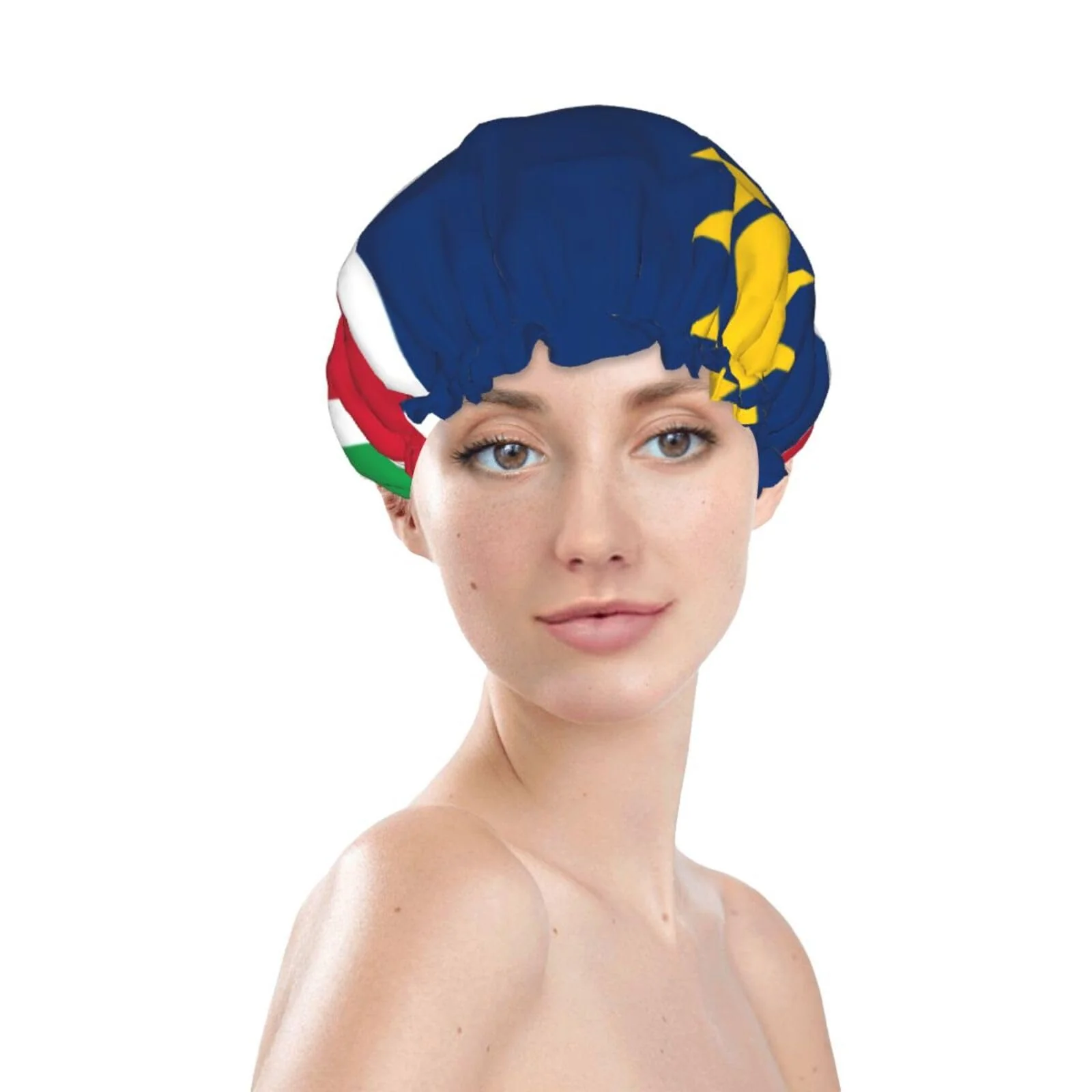 Smooth Namibia Flag Prints Shower Cap Double Layer Lined Waterproof Bathing Shower Hat Organic