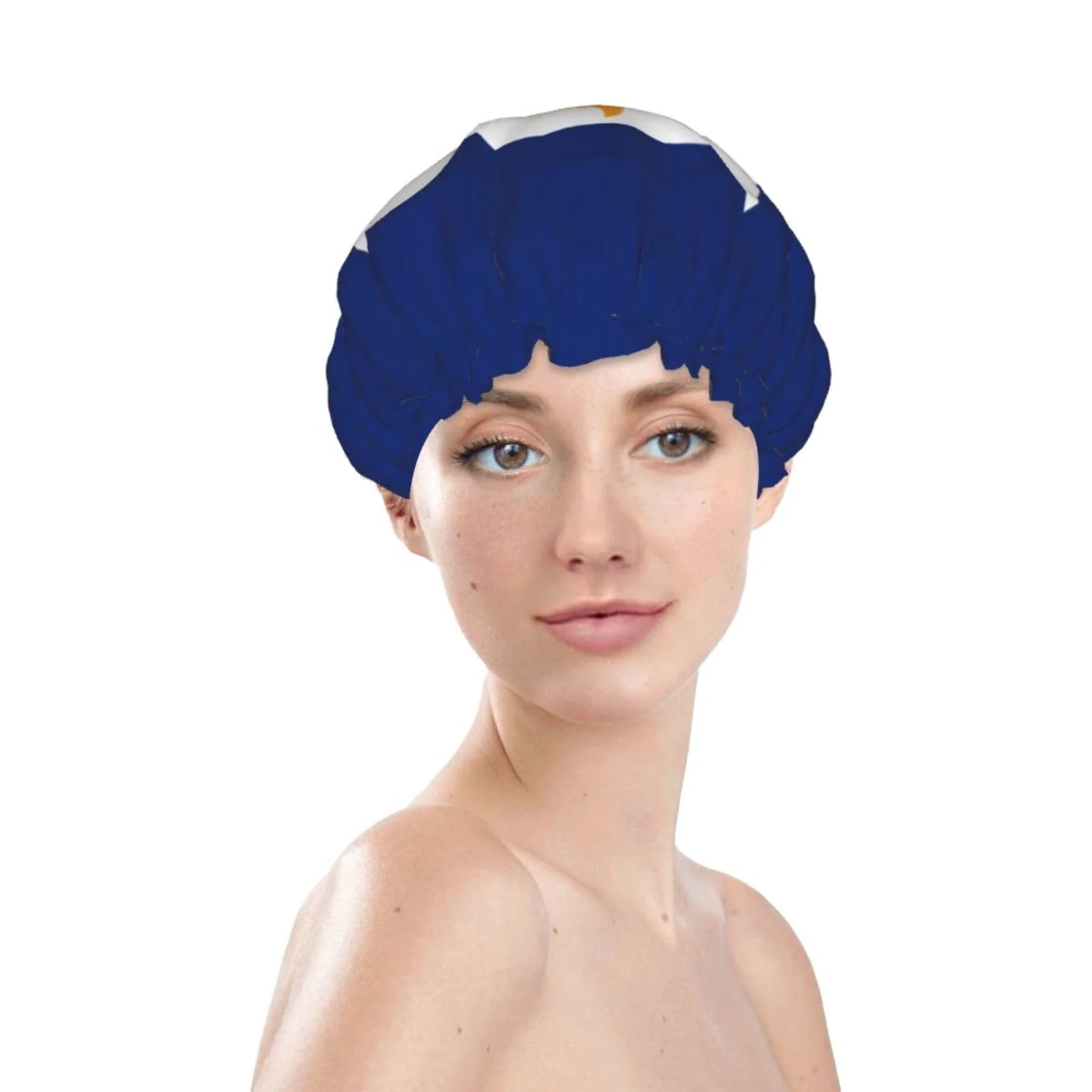 Advanced Anguilla Flag Prints Shower Cap Double Layer Lined Waterproof Bathing Shower Hat Prestigious
